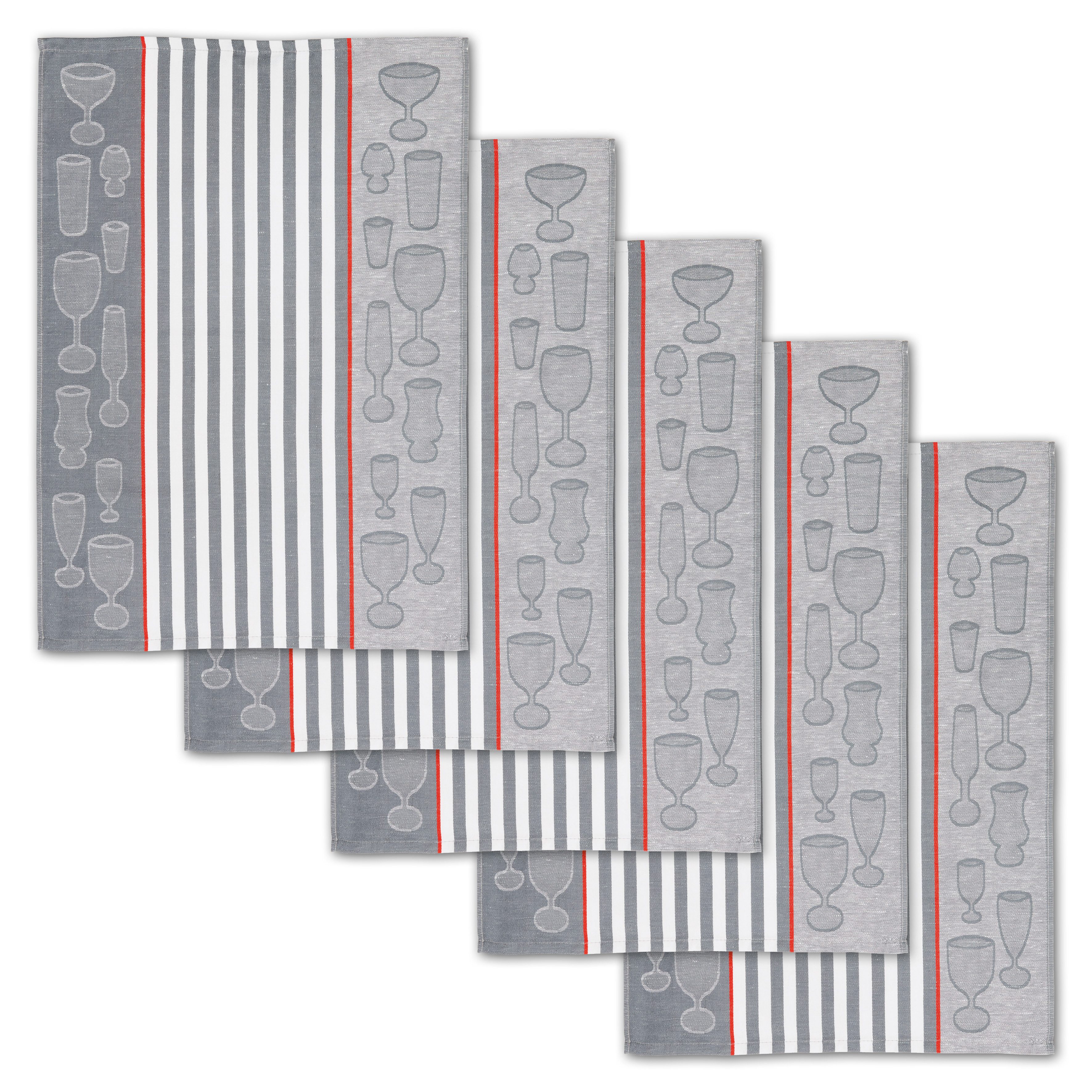 Dyckhoff Geschirrtuch Gläser / Halbleinen, (Set, 5-tlg), mit Gläser & Strei günstig online kaufen