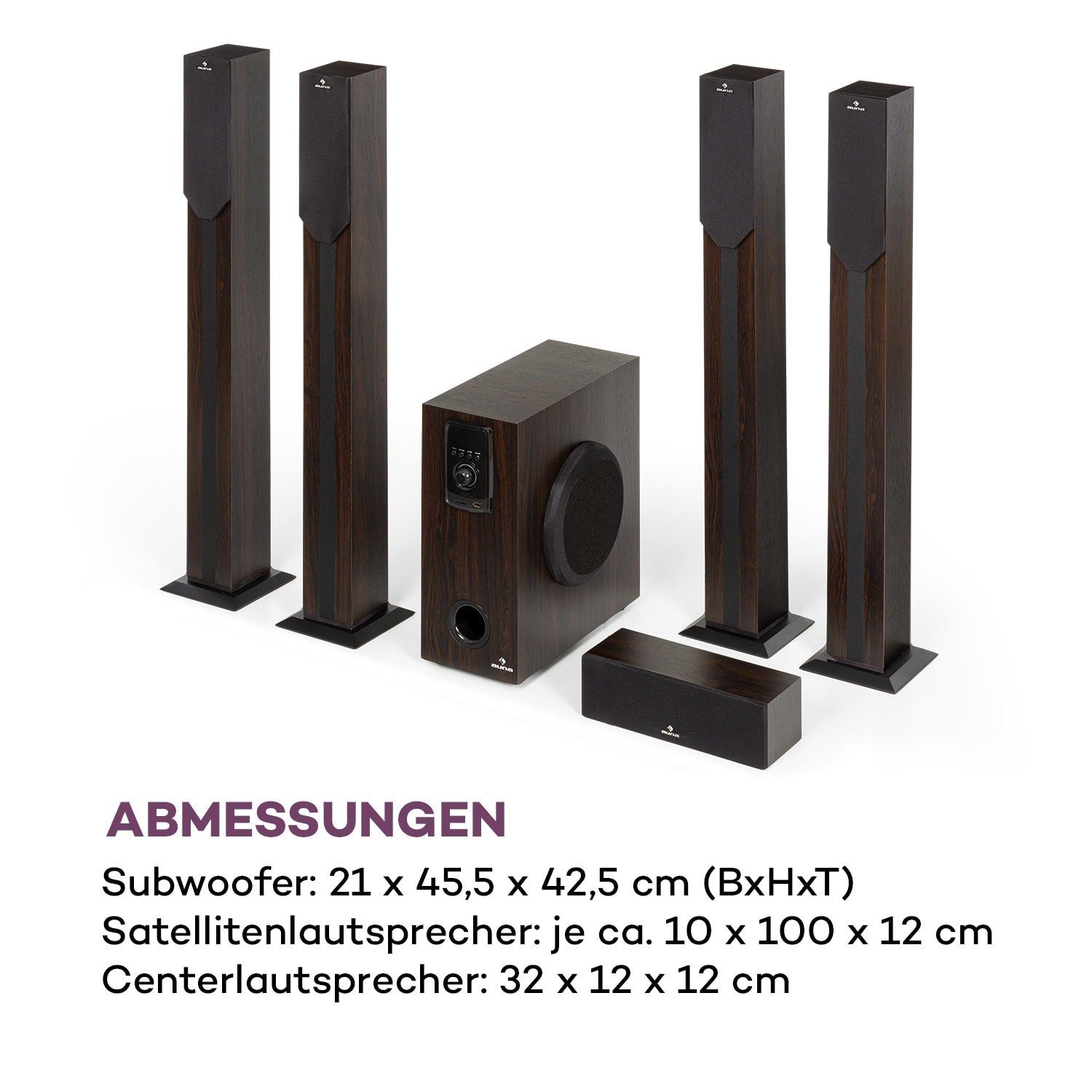 Areal (Bluetooth, 190 Elegance W) Lautsprechersystem Auna