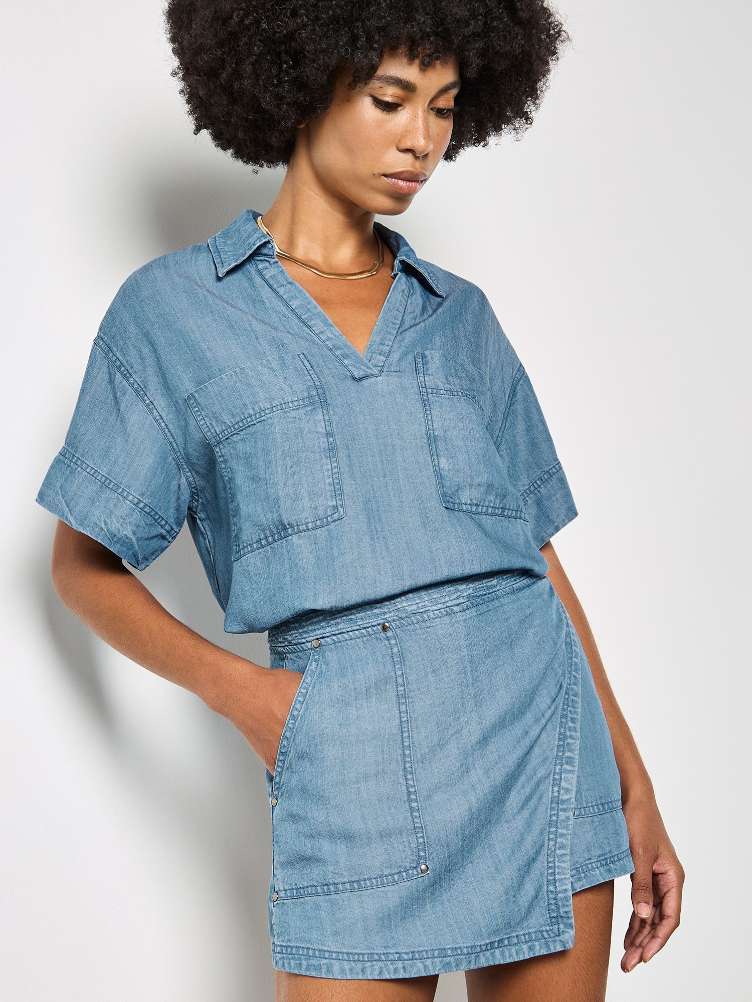 Apricot Minirock Wickel-Minirock aus Denim