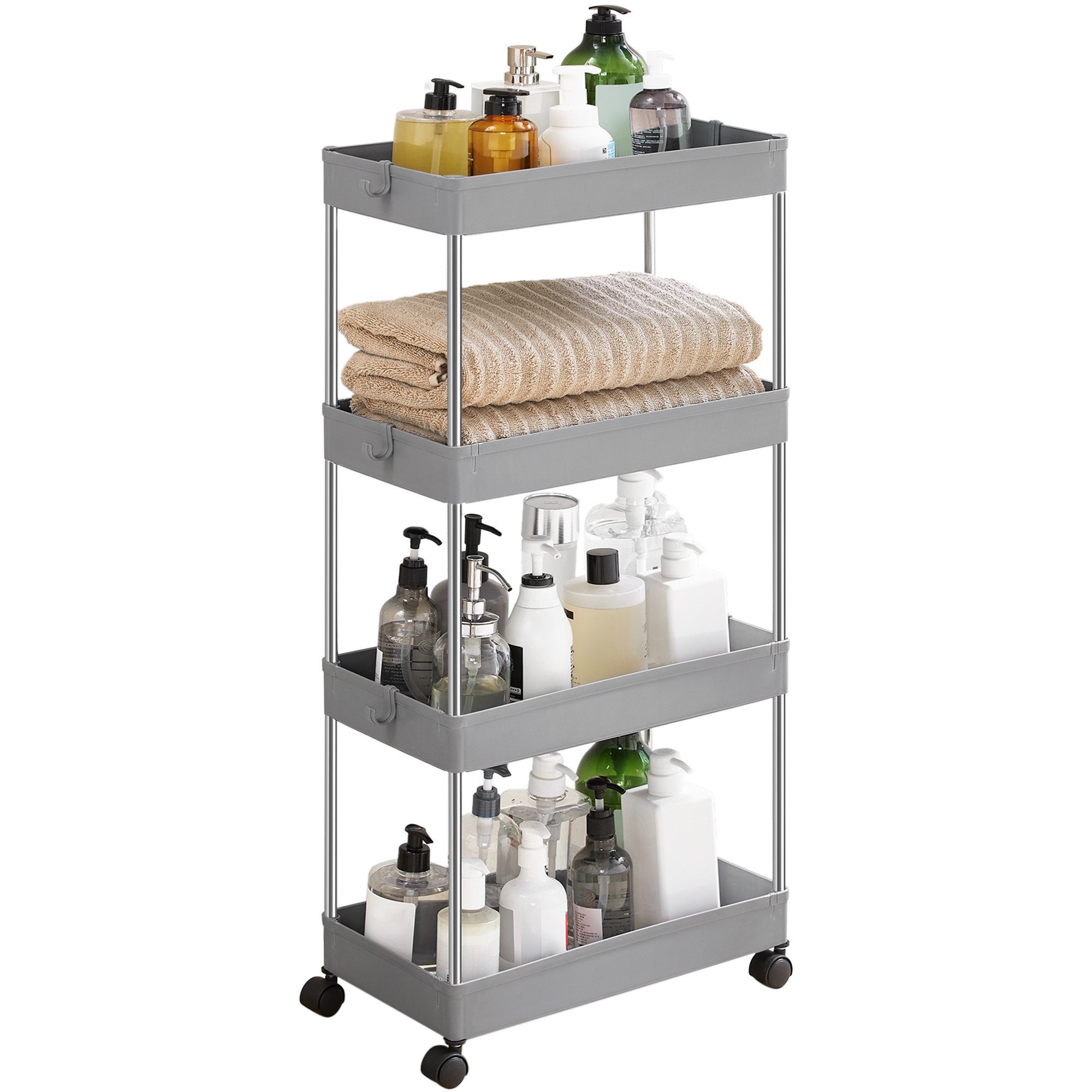 SONGMICS Rollwagen, Küchenwagen, Küchenregal, Nischenregal, 360° drehbare Räder