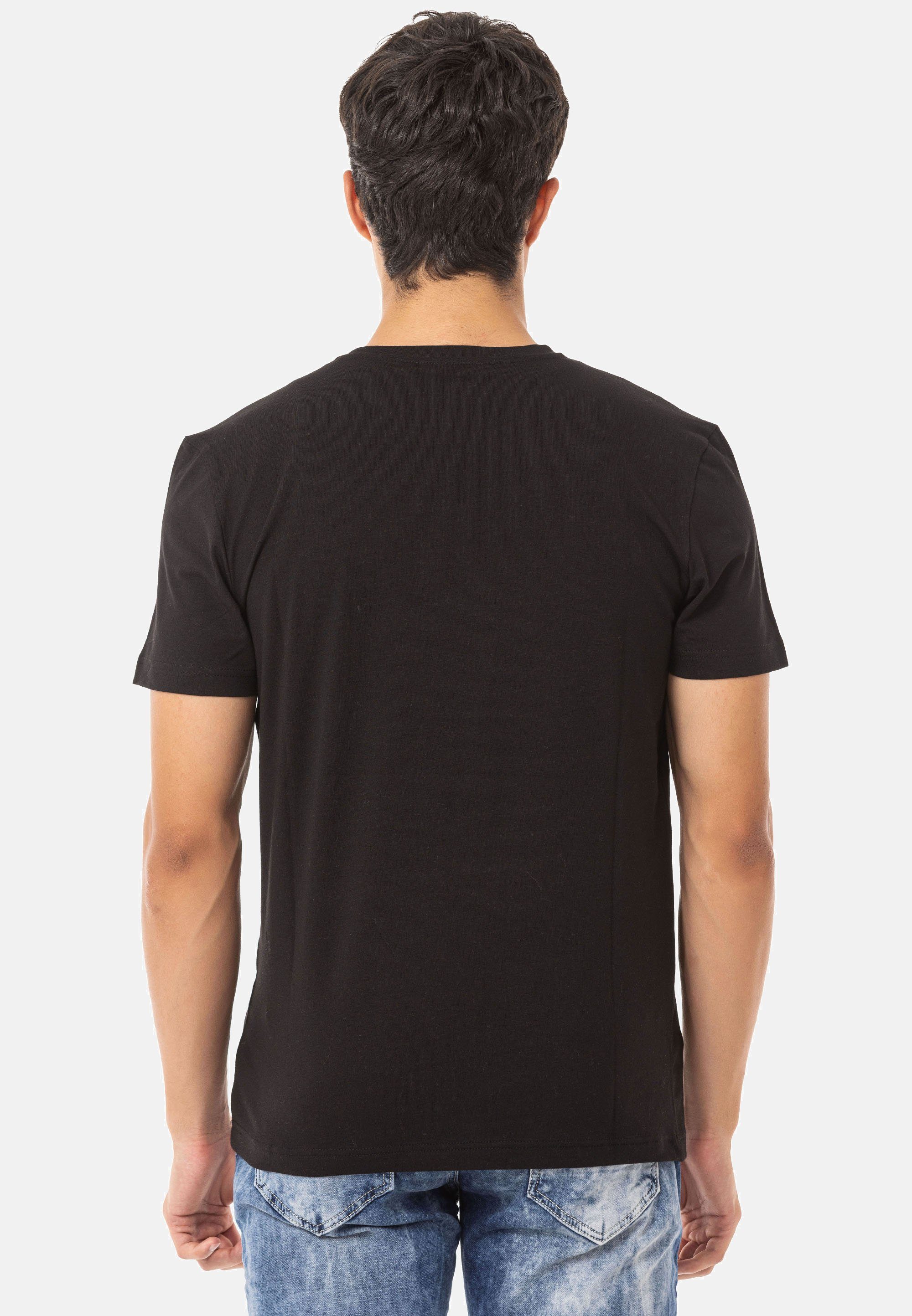 T-Shirt trendigem & Baxx Markenprint Cipo CT717 mit schwarz