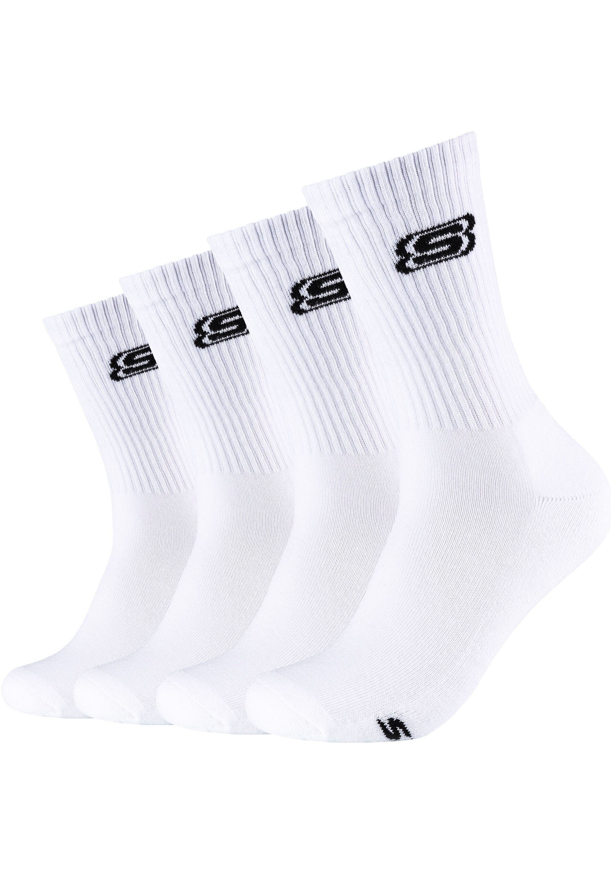 Skechers Socken (Packung, 4-Paar) Verstärkte Ferse & Spitze für lange Haltbarkeit weiß