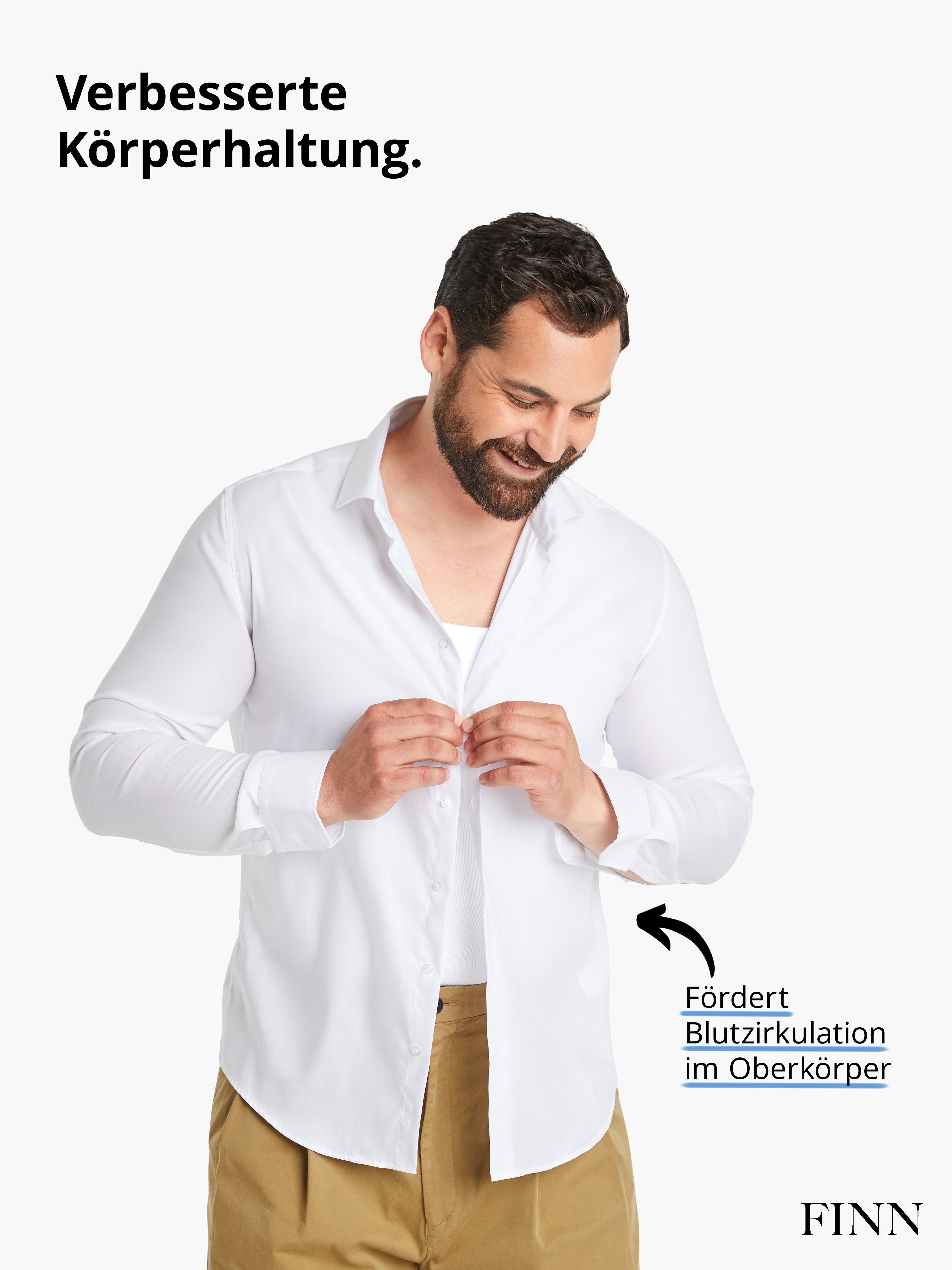 Shapinghemd Nähte Herren FINN für Weiß ohne Männer Design Kompressions-Unterhemd Starker Seamless Body-Shaper