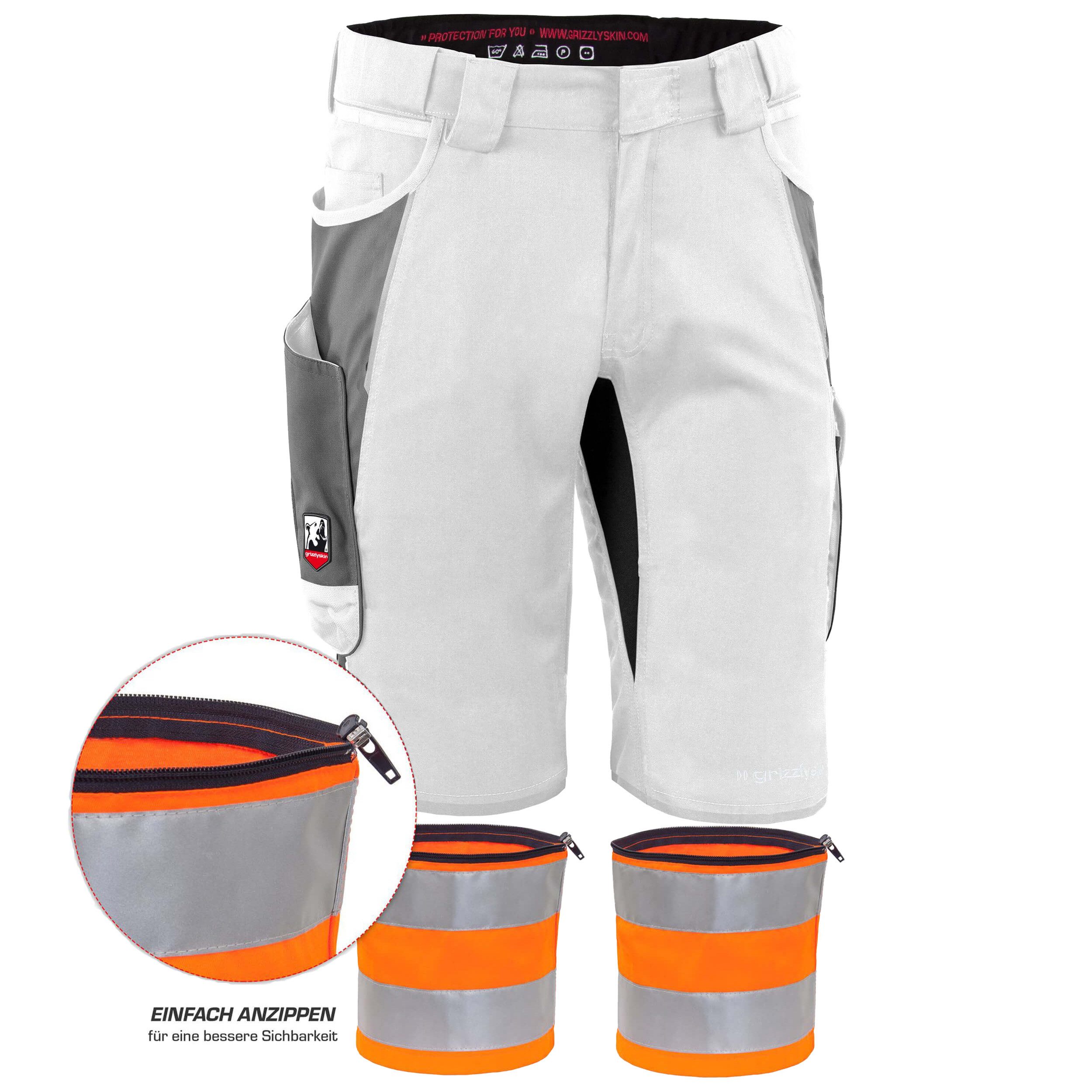 Qualitex Workwear Arbeitsshorts REFLEX-BUNDLE IRON Shorts + Reflexstreif - Lyocell, Cordura & Stretch (2-tlg) modern kurze Arbeitshose - 13 Taschen - Strapazierfähig - Atmungsaktiv