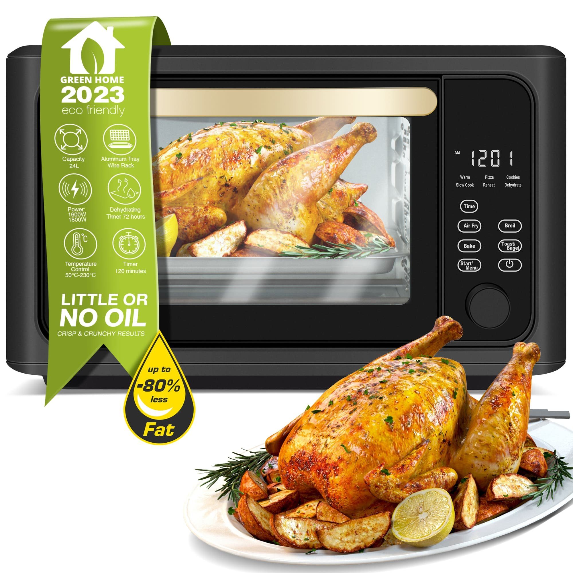 TZS FIRST AUSTRIA 3-in-1 Kombifritteuse Heißluftofen 13L, Minibackofen,  Airfryer, Dörrautomat, Umluft, ohne Öl, digital, 8 Programme, 5L  Antihaft-Edelstahlkorb, 1700W, 12-Std-Timer