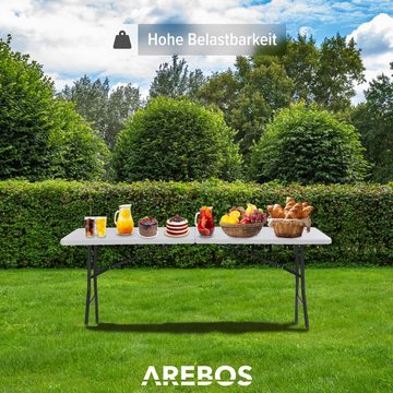 Arebos Klapptisch 182 x 74 x 74 cm Campingtisch Partytisch Gartentisch Buffettisch