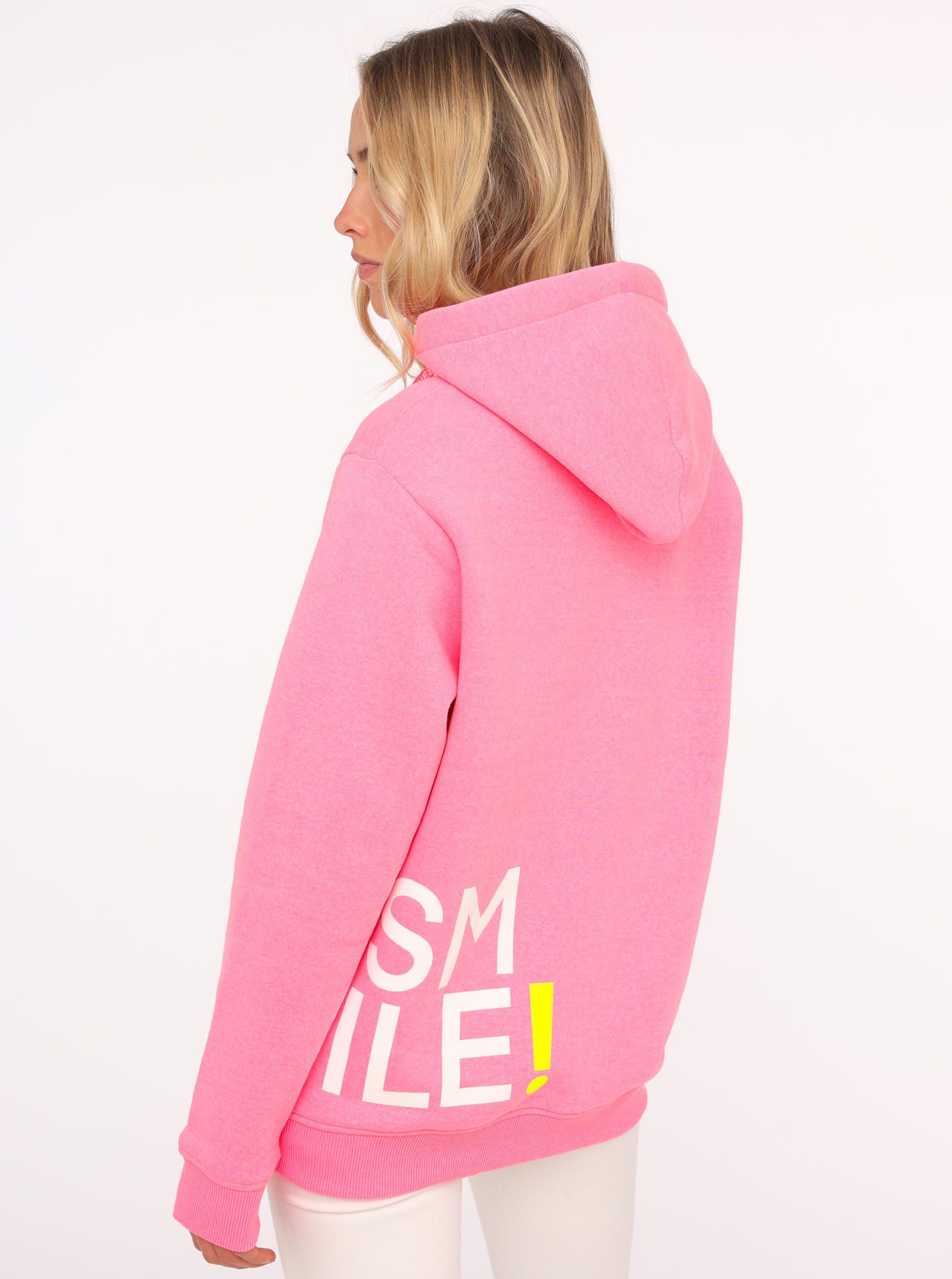 Zwillingsherz Hoodie "Alissa" Langarm, Kapuze, Neon-Details, Kordelzug, Frontprint, Kängurutasche