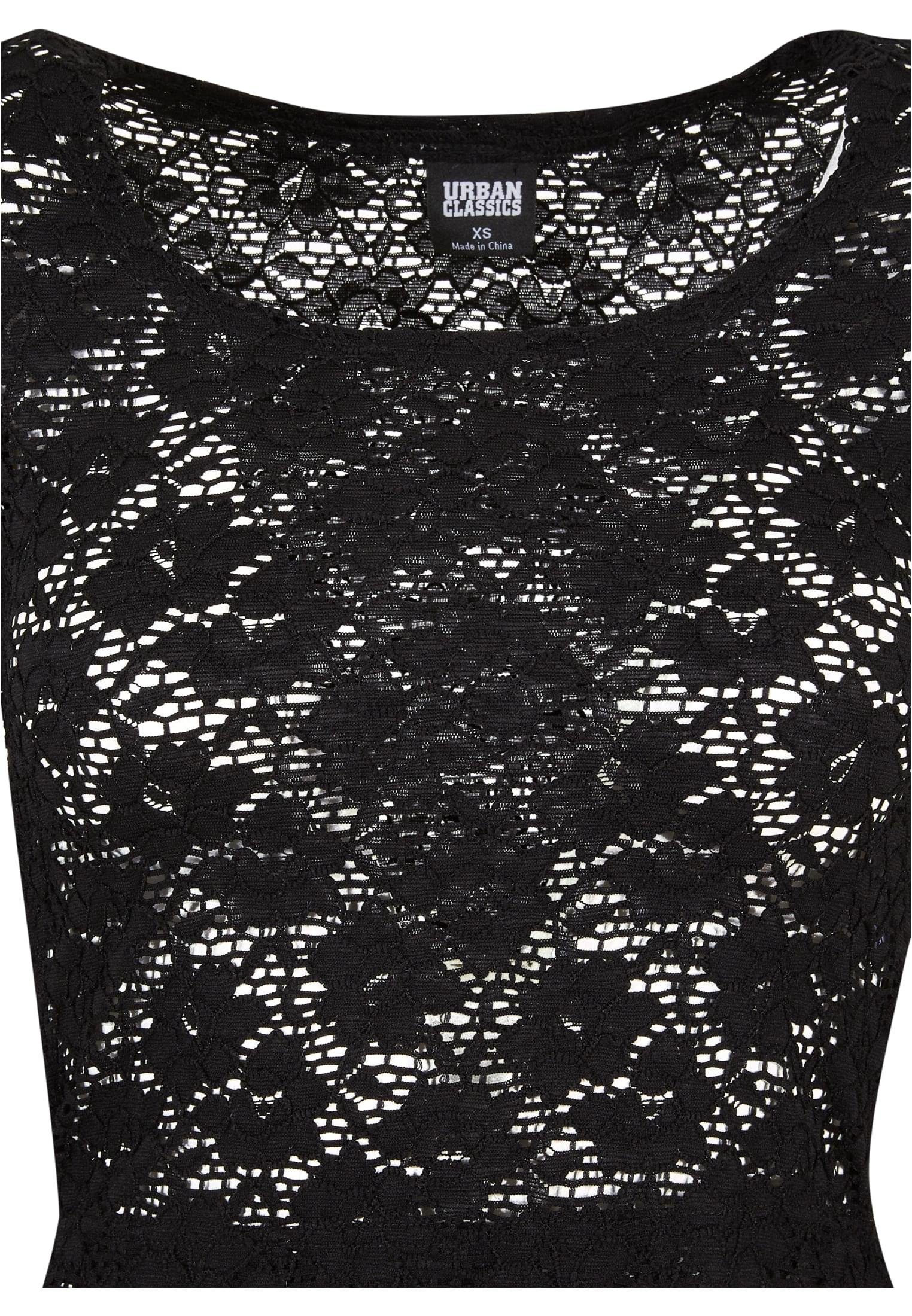 URBAN CLASSICS Langarmshirt Damen Ladies Cropped Lace black (1-tlg) Longsleeve