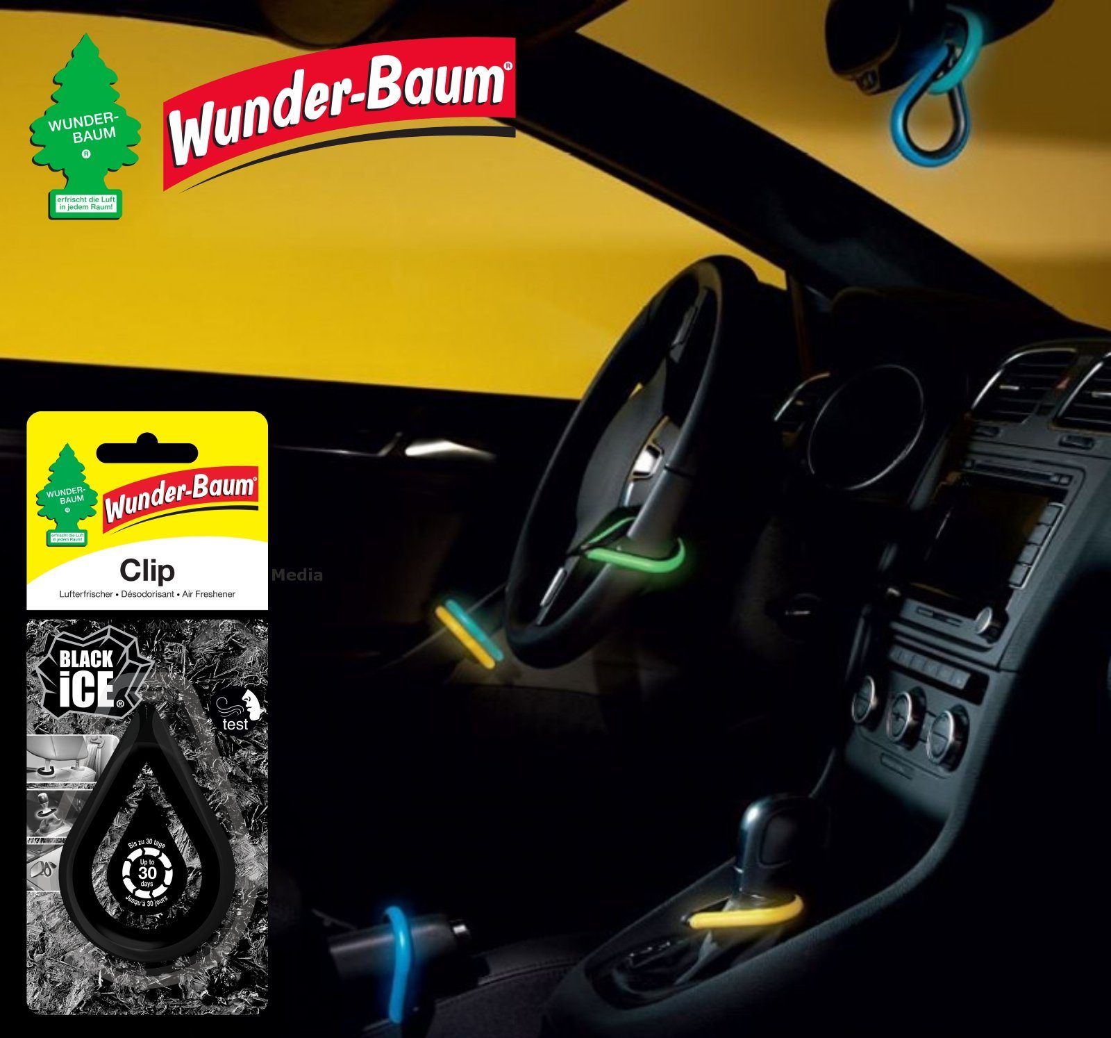 Kunstbaum Clip Wunderbaum Black Ice Duft Lufterfrischer, Wunder-Baum