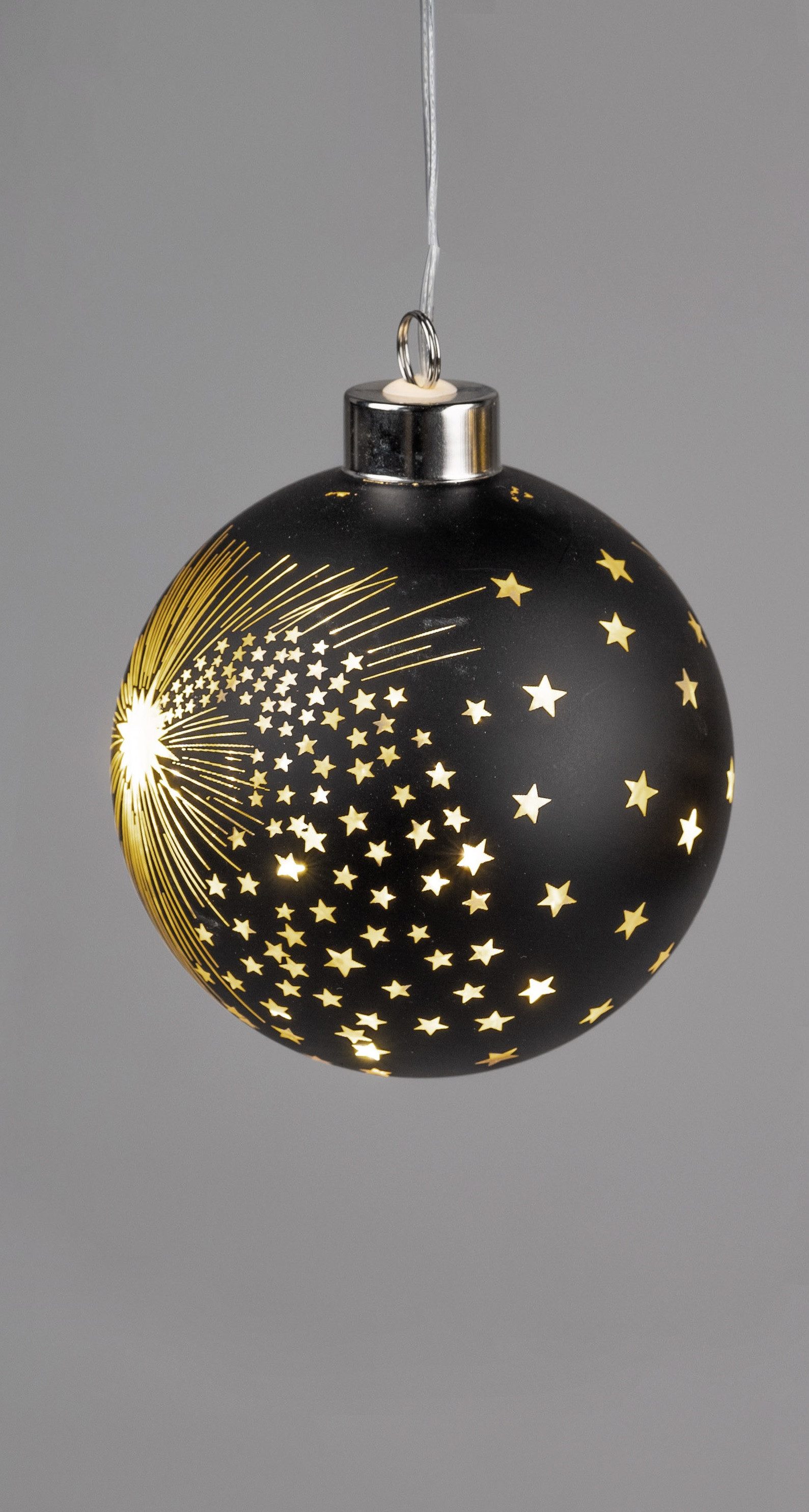 formano LED Dekolicht Weihnachtsbaumkugel Hänger Kugel Spirit-Schwarz Glas LED-Licht Timer