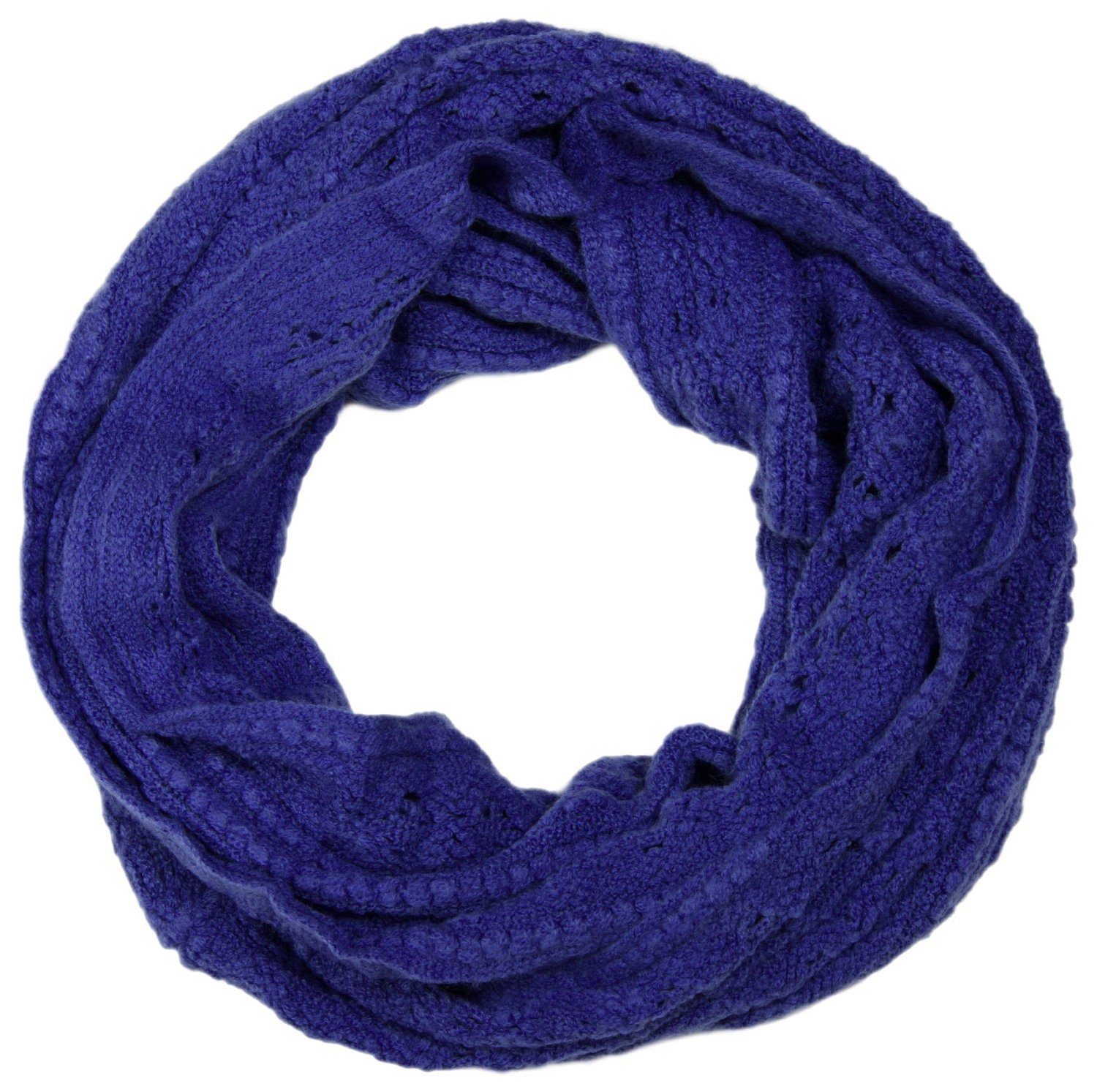 styleBREAKER Strickschal, (1-St), Strickloop Blau Rauten Loch Muster mit