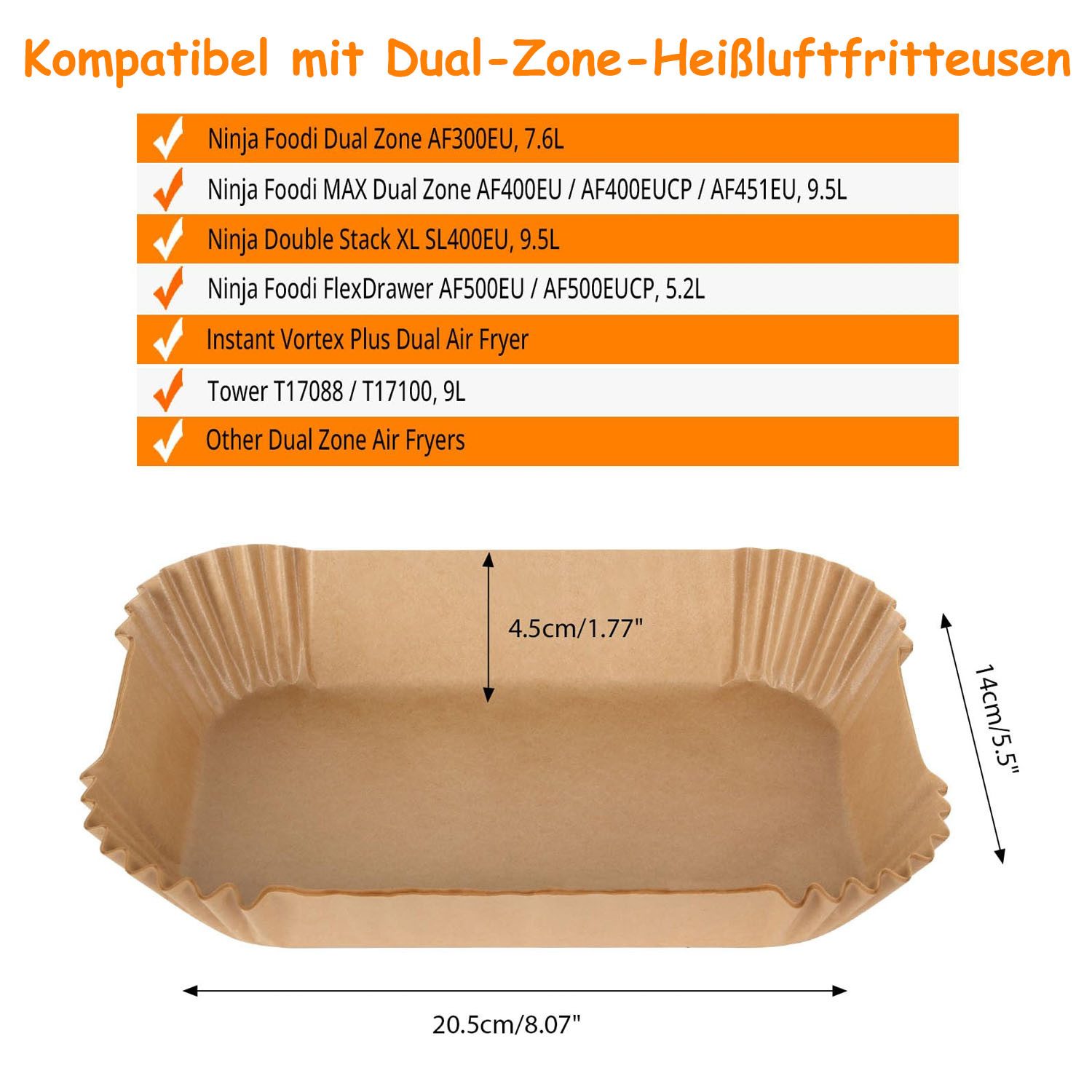 SURFOU Backpapier für Ninja Heißluftfritteuse Zubehör Airfryer AF300&400EU 100 Stück, wasser- und ölabweisend, BPA-Frei, hitzebeständig, umweltfreundlich