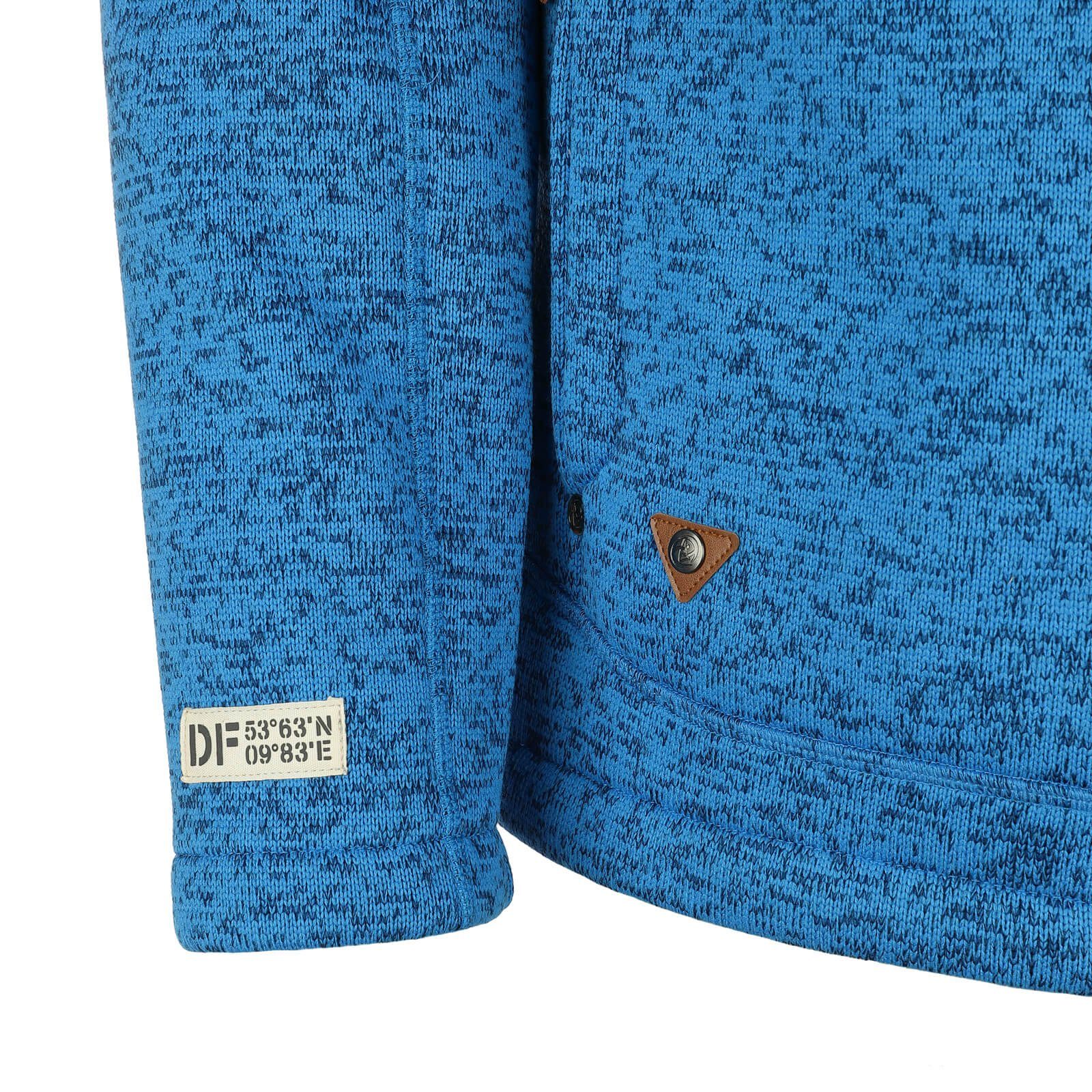 Dry Fashion Fleecejacke Herren Wärmende blau Kapuze Jacke melange - Fleece Kapuzenfleecejacke Kappeln mit
