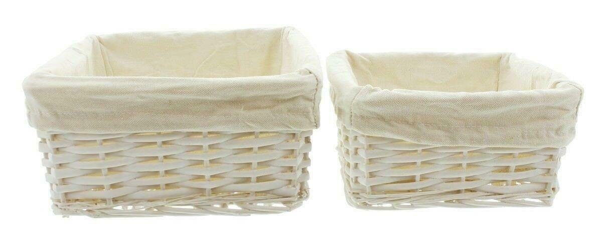 Home-trends24.de Aufbewahrungskorb Füllkorb weiß Brötchen Brot Korb 2er-Set Küche Bad Aufbewahrung