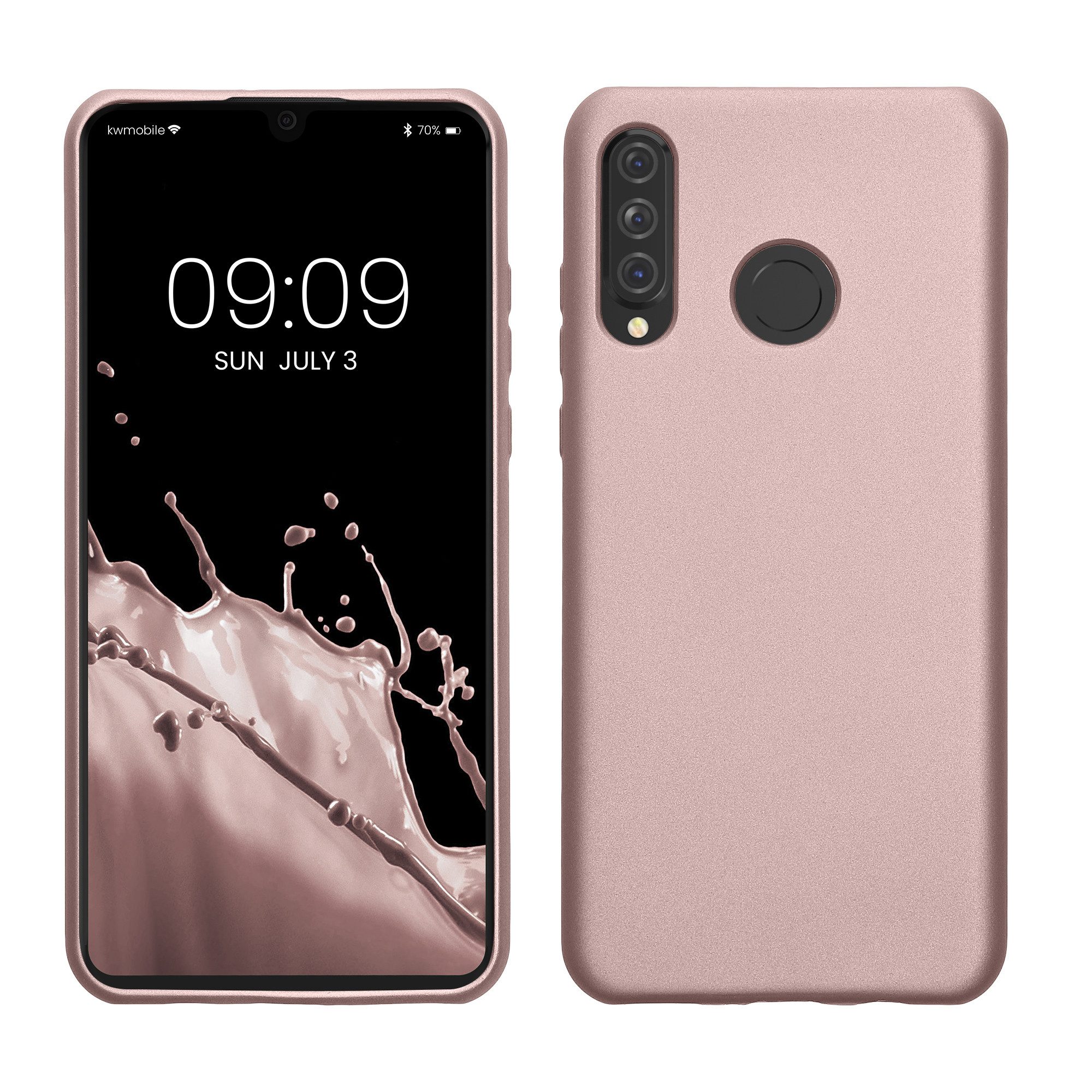 kwmobile Handyhülle Handyhülle für Huawei P30 Lite Hülle, Silikon Case metallisch schimmernd - Schutzhülle Cover
