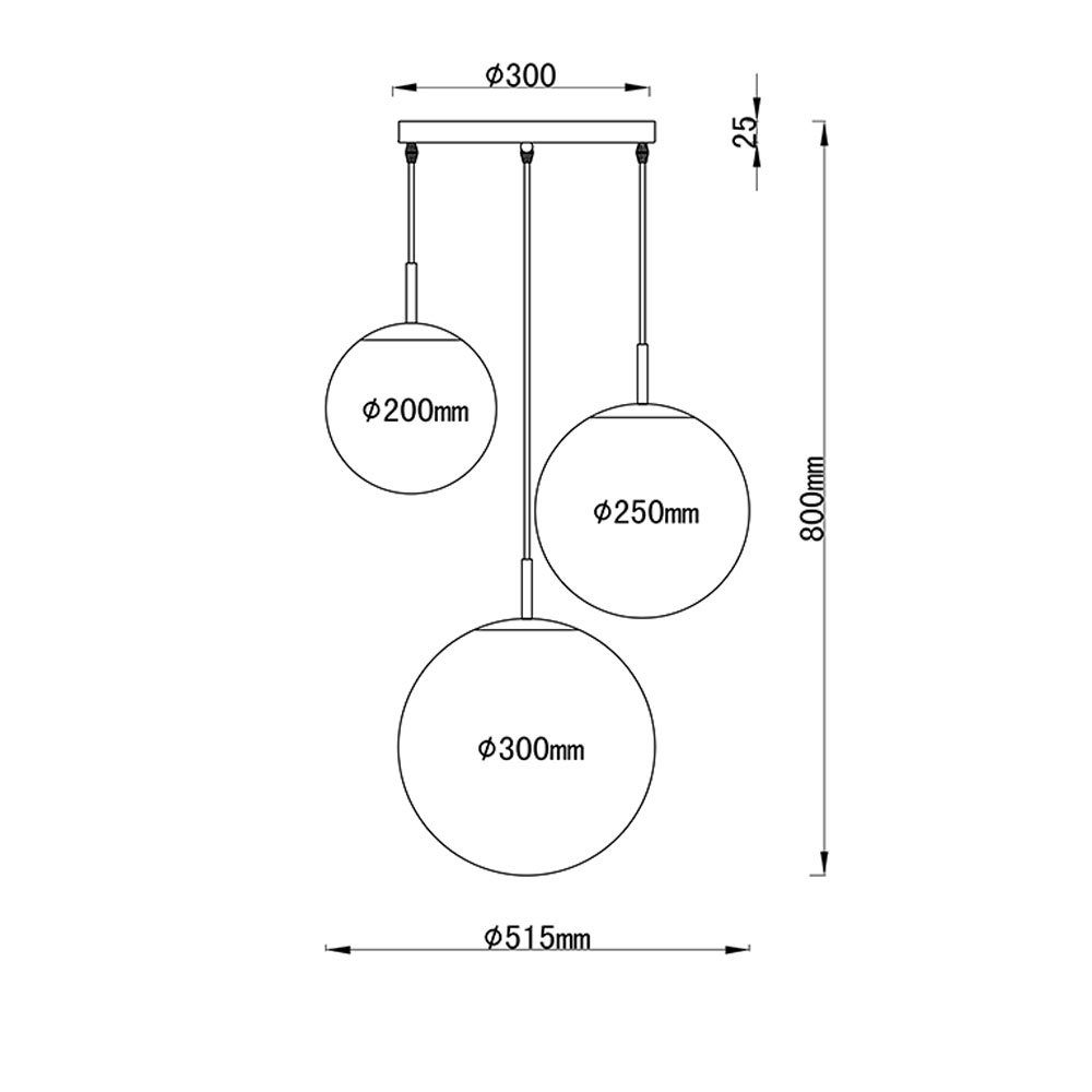 GLOBO LIGHTING Kugelleuchte, Leuchtmittel nicht inklusive, Design Decken Lampe Wohn Ess Zimmer Glas Kugel Hänge Pendel Leuchte