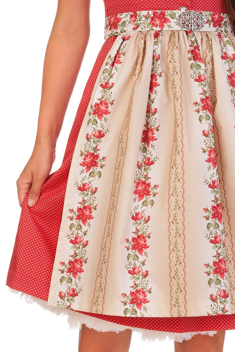 Alpenwahnsinn Dirndl Midi Dirndl 2tlg. - ROSENROT II - rot