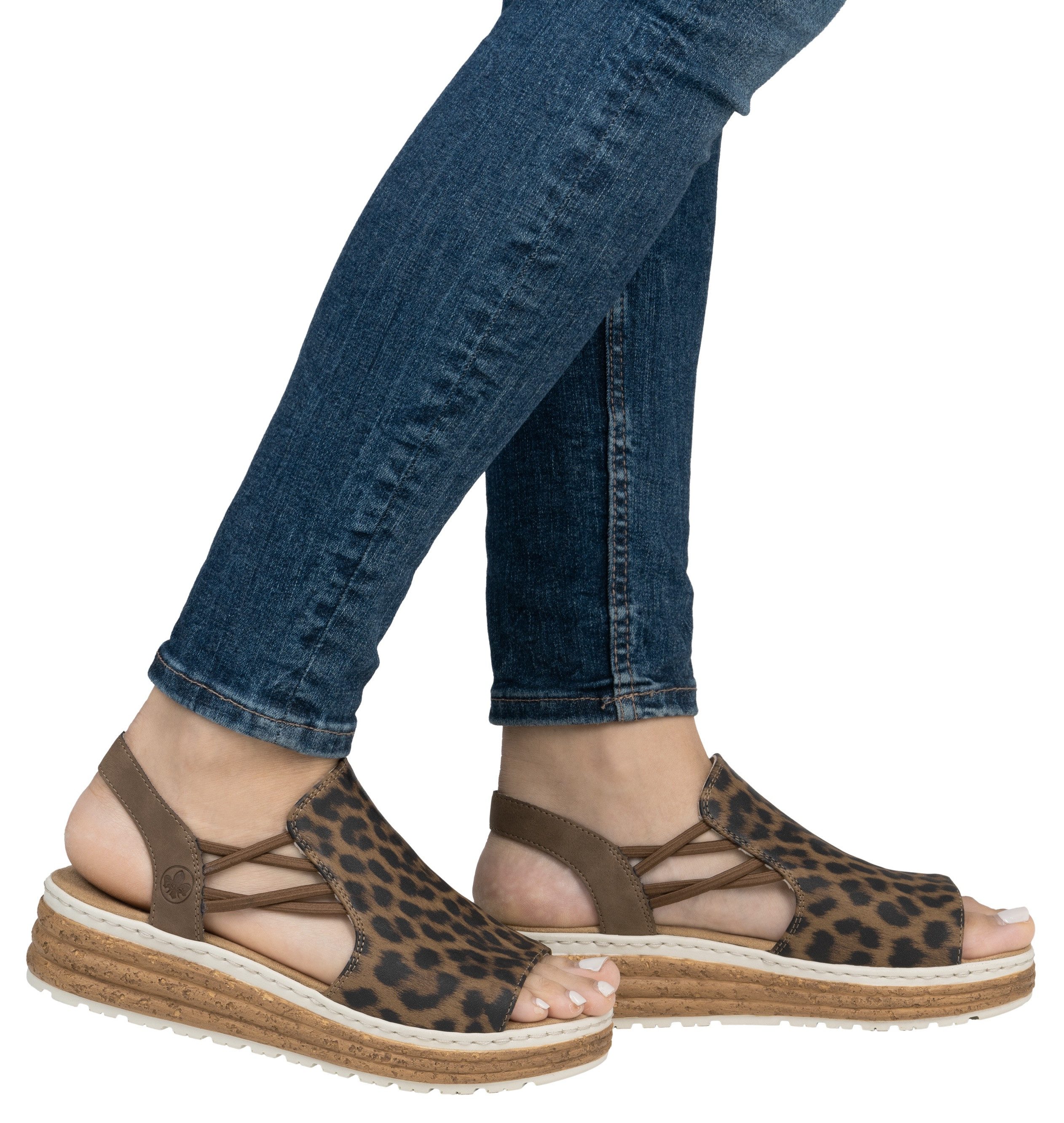 Rieker Keilsandalette Sommerschuh, Sandale, Urlaubschuh mit seitlichen Gummizügen