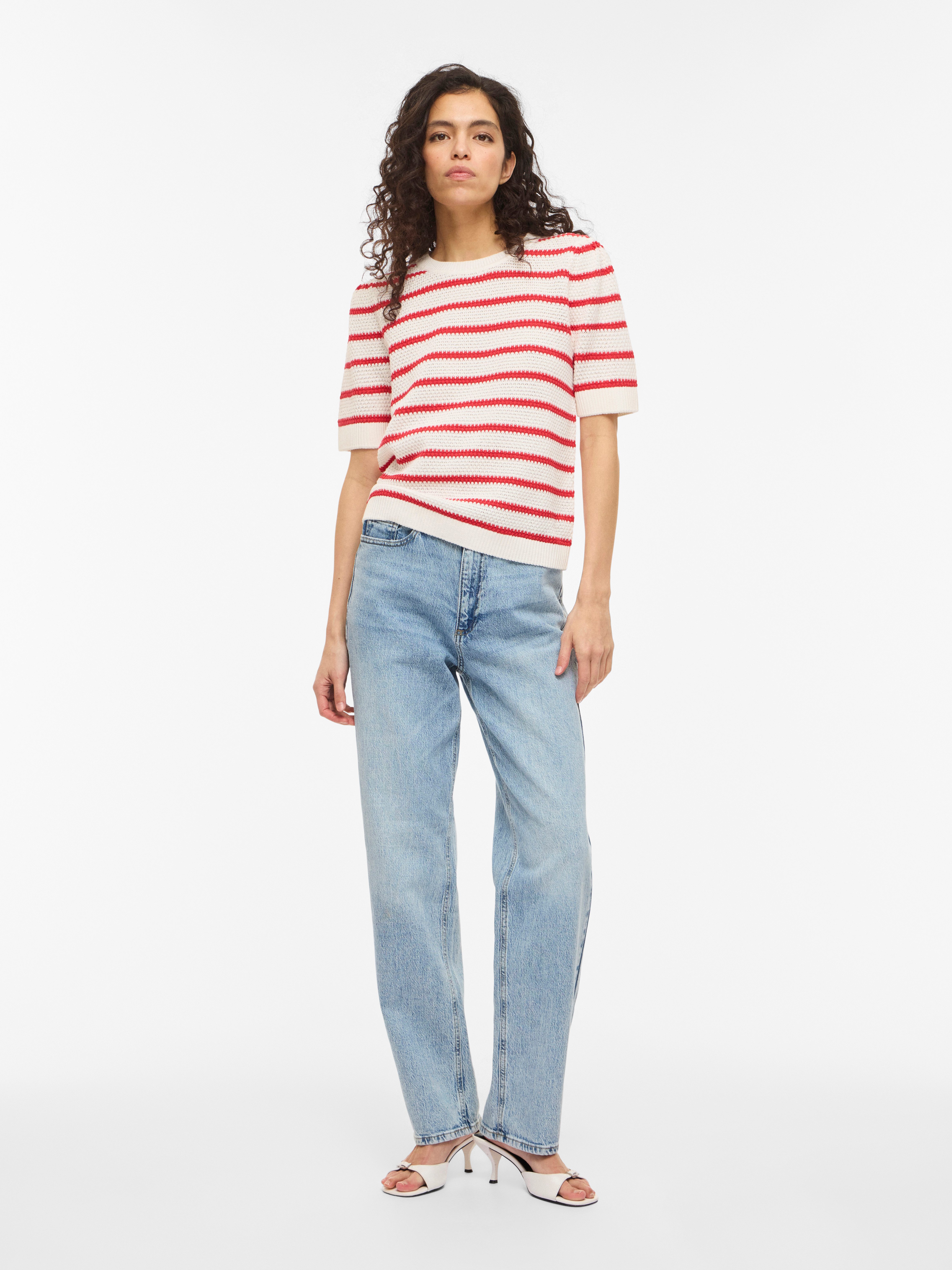 Vila Kurzarmpullover VIDALO O-NECK S/S STRIPE KNIT-NOOS – Bild 4 von 5