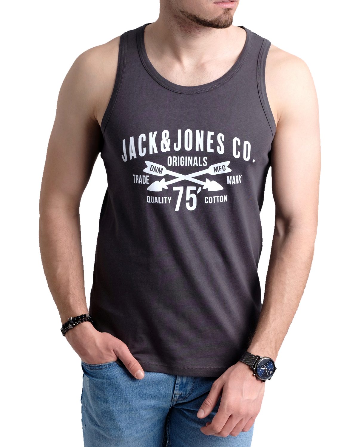 Jack & Jones Tanktop Bequemes Slimfit Shirt mit Printdruck (3er-Pack) mit Print