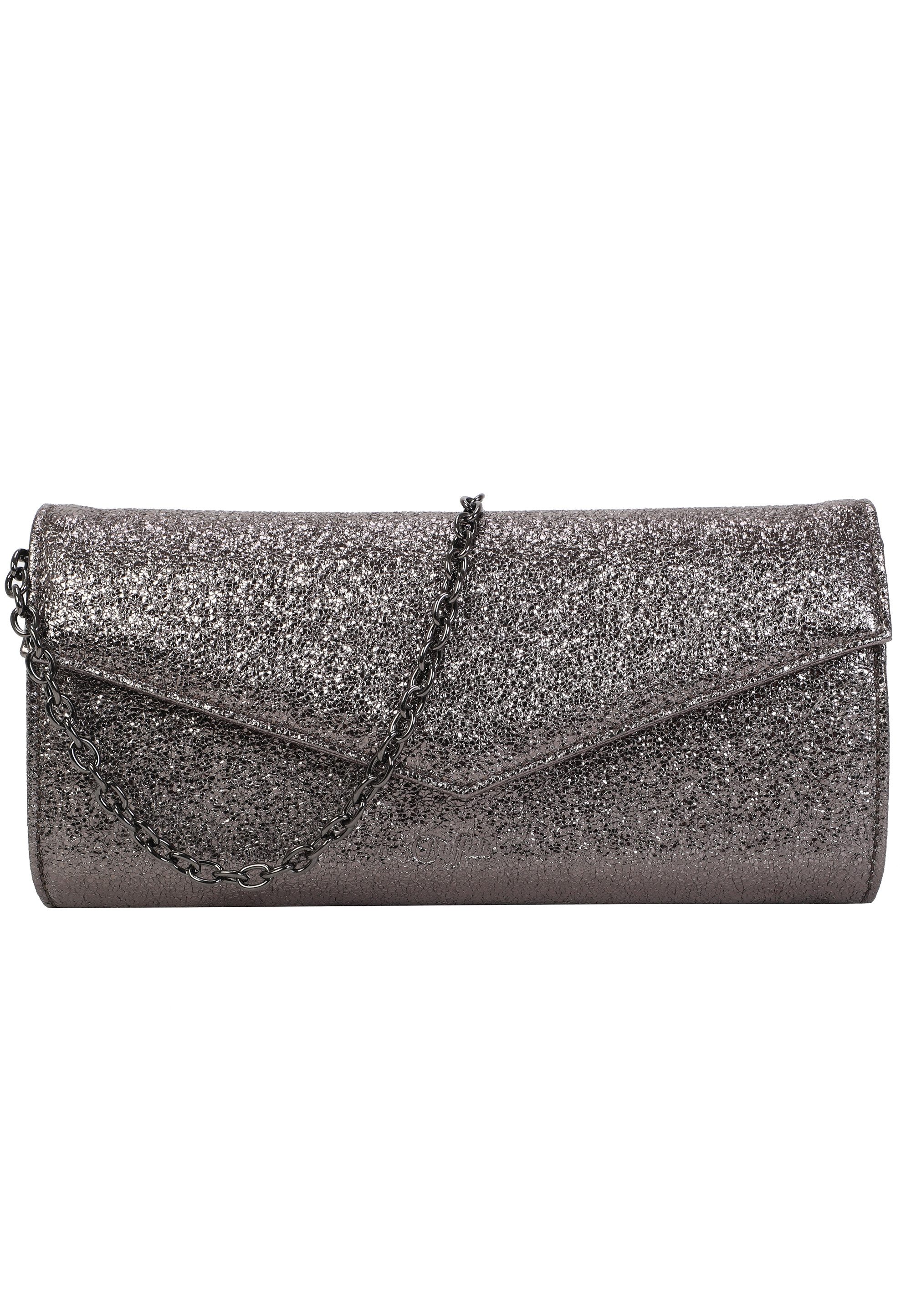 Buffalo Clutch Secco Glitter, mit stylischem Ketten-Schulterriemen