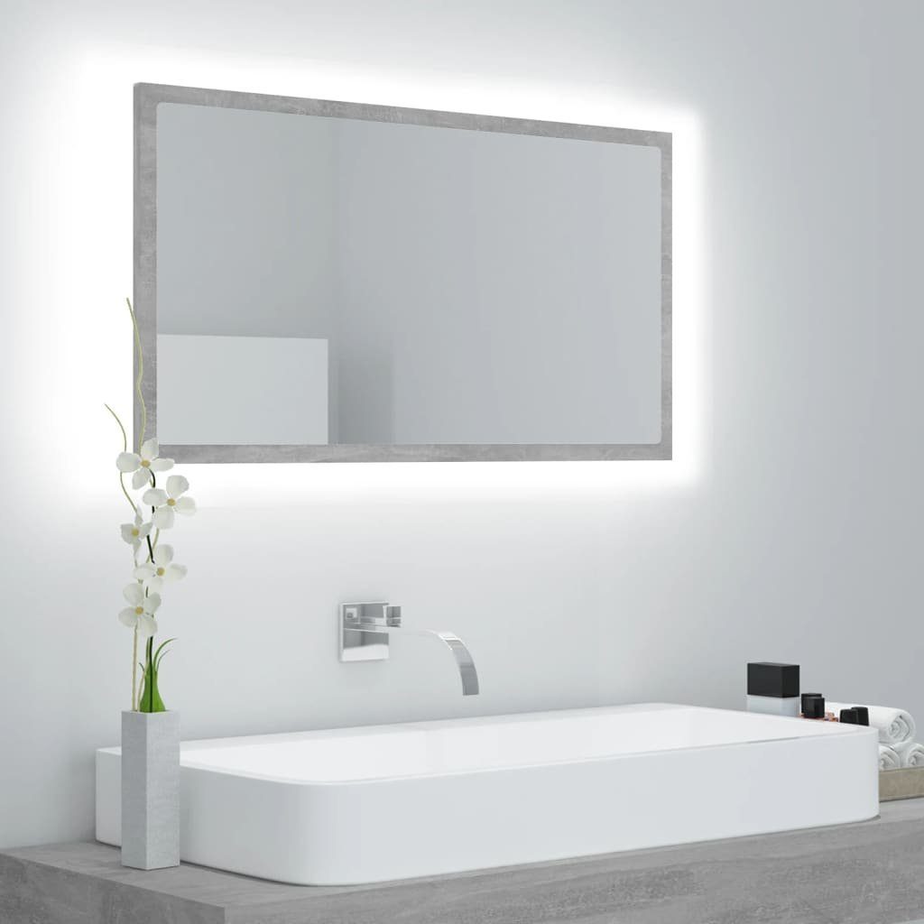cm vidaXL (1-St) Acryl LED-Badspiegel 80x8,5x37 Betongrau Badezimmerspiegelschrank
