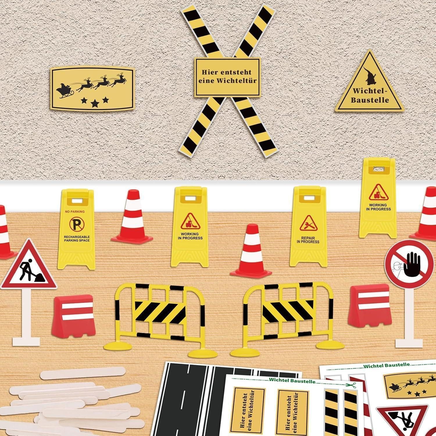 LuxusKollektion DIY-Adventskalender Wichtel Baustelle Set 35 Stück Zubehör Weihnachten Verkehrsschilder