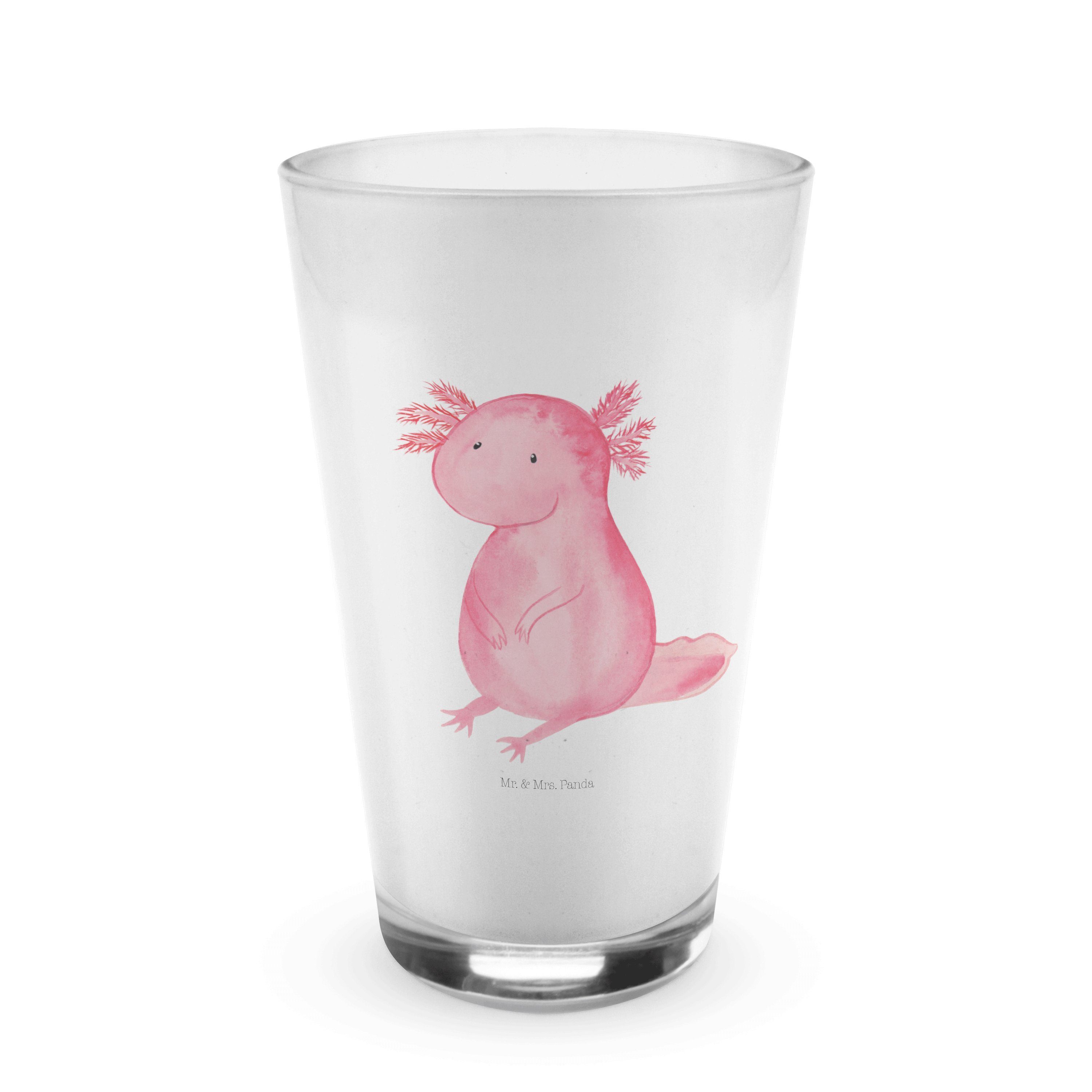 Mrs. Panda Axolotl Lebensweisheit, - Glas Lebensstil, Molch, Glas & Mr. Transparent - Premium Geschenk,