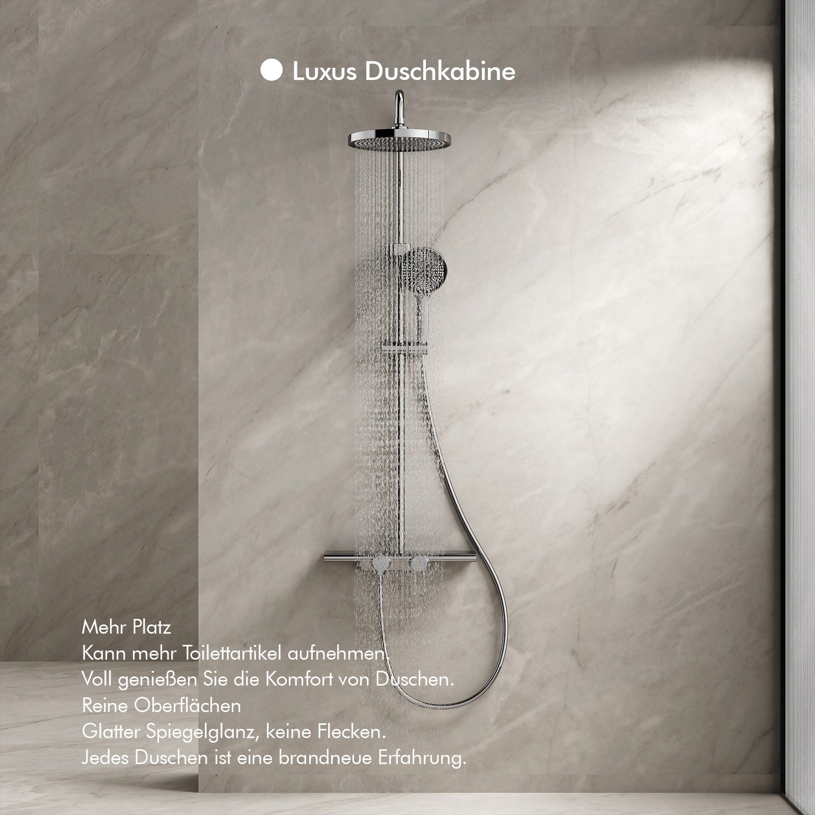 HOMELODY Duschsystem Regendusche Stangenbrause-Set 400 mm Ablage 5 Modi, hö günstig online kaufen