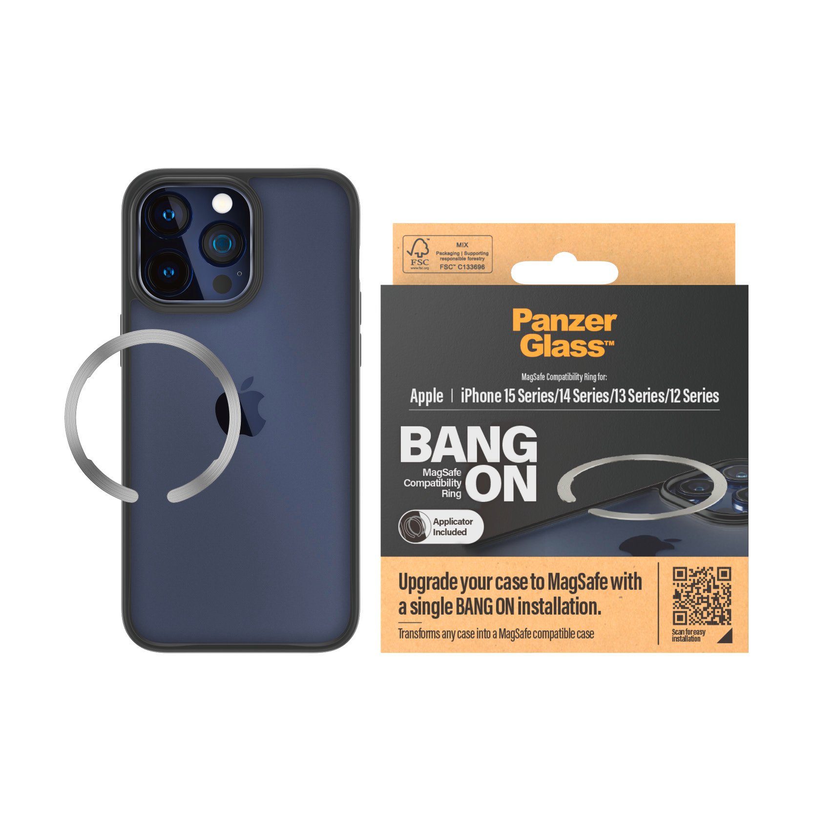 PanzerGlass Backcover MagSafe kompatibler Ring for iPhone 12,13,14 und 15  Serie, Erweitert jede Handyhülle zu einer MagSafe-kompatiblen Hülle
