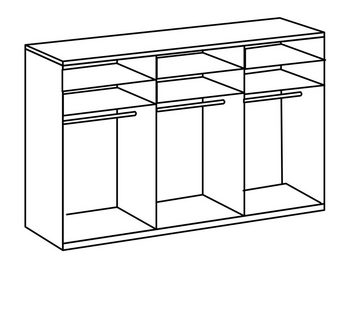 freiraum Schwebetürenschrank Escape (BxH: 300x236 cm) in WEISS + GLAS WEISS mit 4 Türen und 6 Einlegeböden