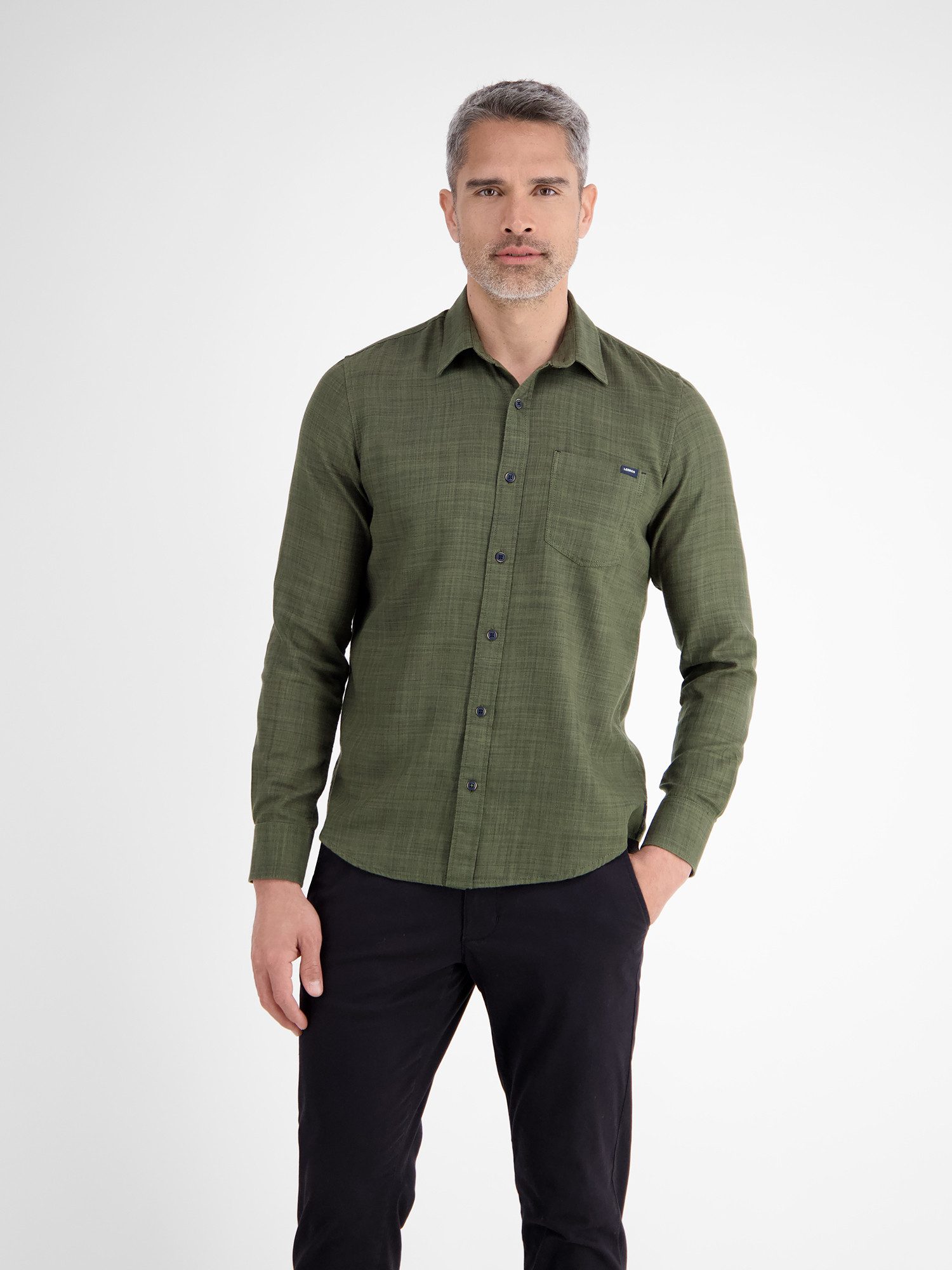 Langarmhemd Herrenhemd, Fancy-Twill