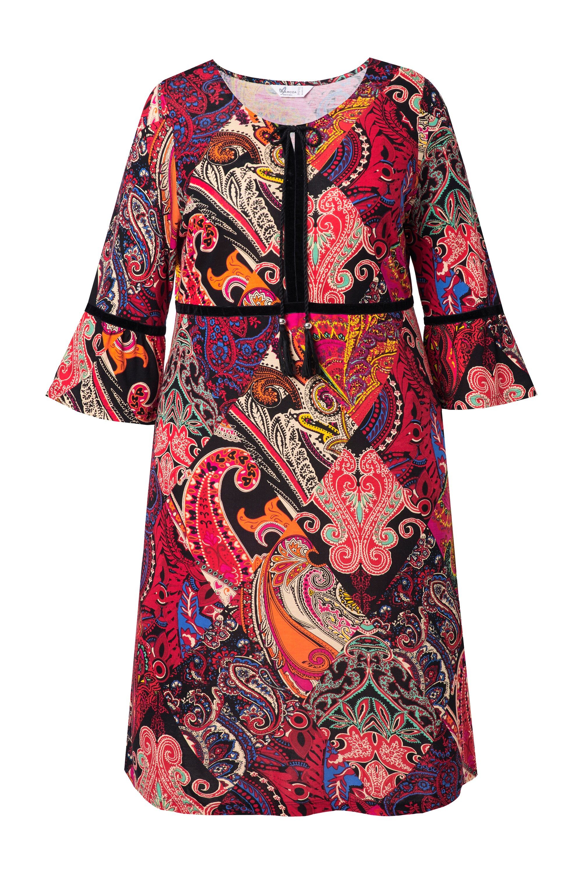 Jerseykleid Kleid Patch-Muster Samtbänder