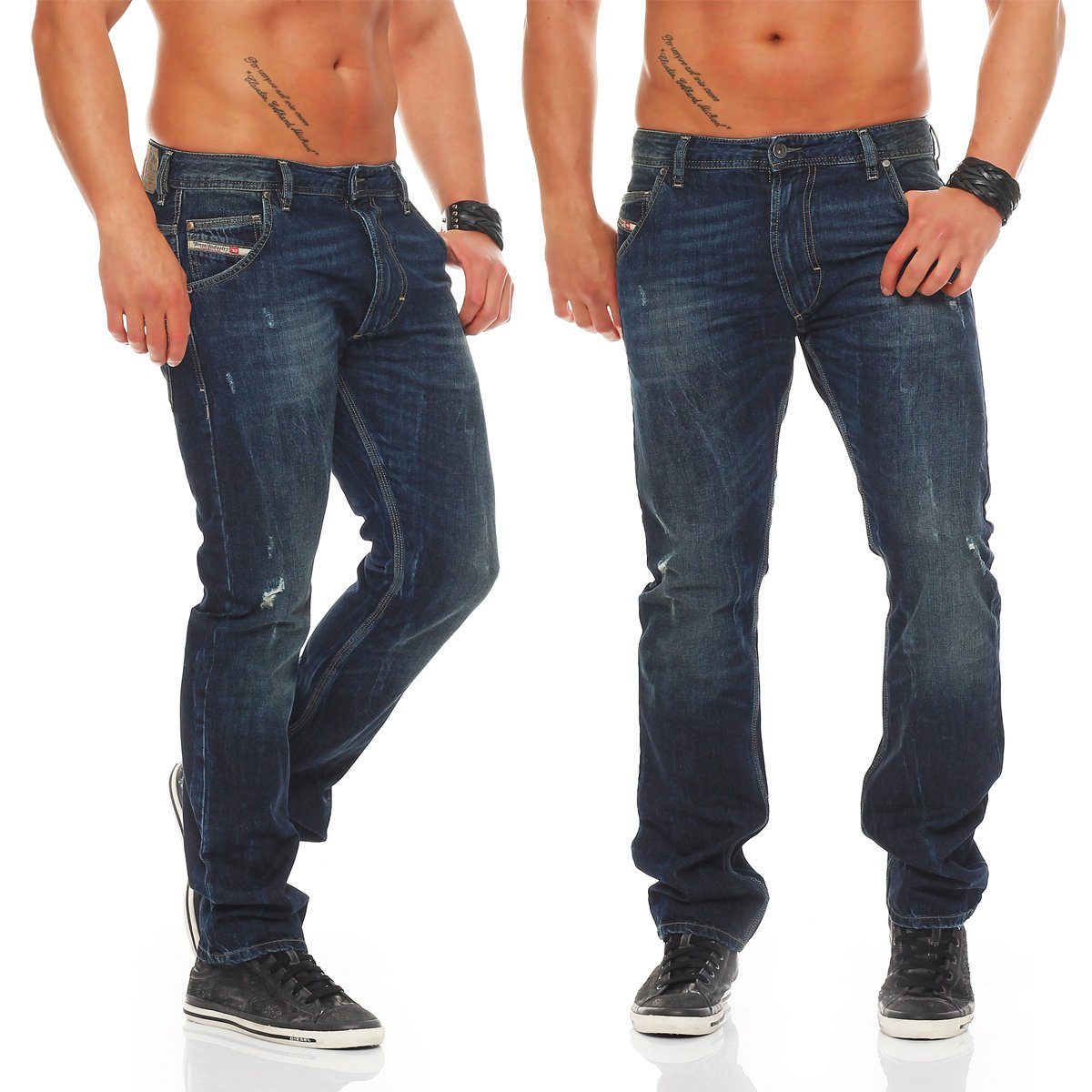 Diesel 5-Pocket-Jeans Diesel Herren Denim Jeans - KROOLEY 0R0LM Used-Look 5-Pocket-Style, ohne Stretch-Anteil, Slim Skinny Jeans