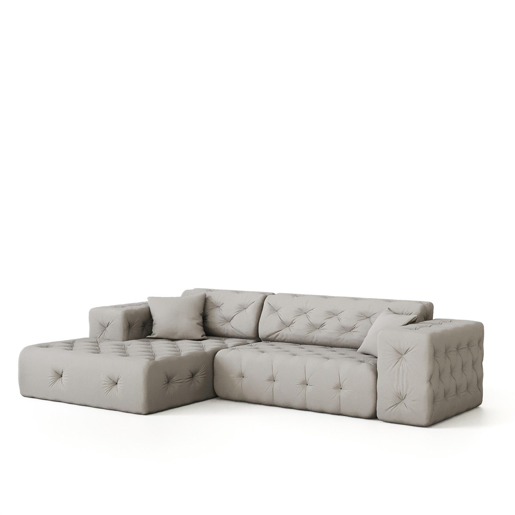 Fun Möbel Ecksofa Ecksofa Designersofa CHANTAL in Stoff Opera Velvet, Ottomane Links und Rechts
