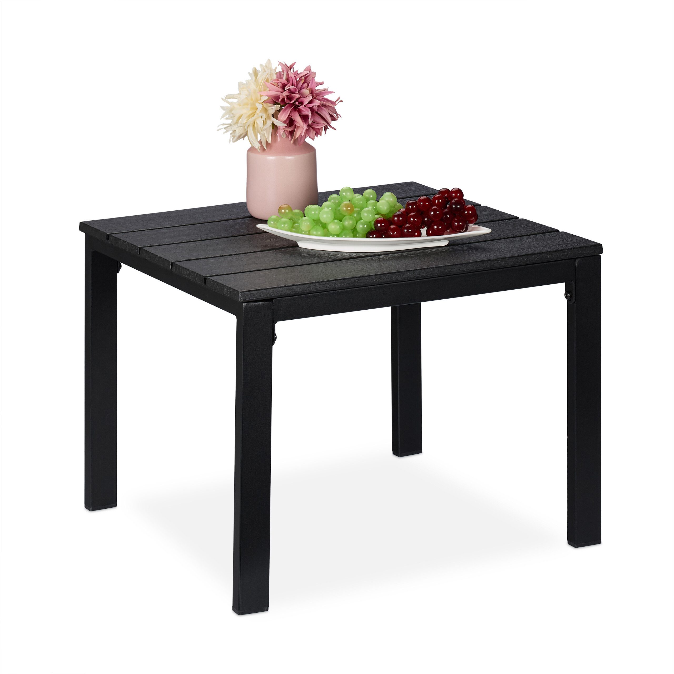 relaxdays Gartentisch Beistelltisch Balkon (1-St), schwarz