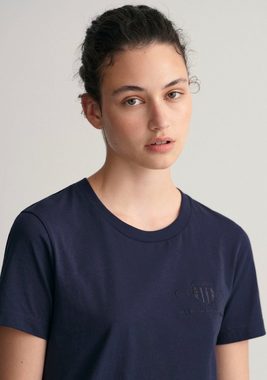 Gant T-Shirt REG TONAL SHIELD KA T-SHIRT mit Zwillingsnähten an den Saumkanten