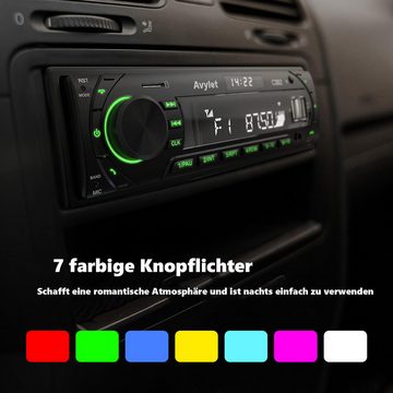 Avylet Bluetooth Autoradio mit FM/AM radio,Spotify,7 Farben Buntes Licht Autoradio (Hände frei,LCD mit Uhr,Anpassen des EQ-Sounds,Stromausfall speicher, Kompatible mit Lautsprecher, Smartphone,Android und iOS)