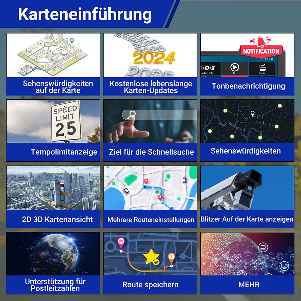 XGODY 9 Zoll Navigation Auto LKW-Navigationsgerät (Europa (48 Länder), Lebenslange Kartenaktualisierung, Sprachführung, Bluetooth, Freisprecheinrichtu)