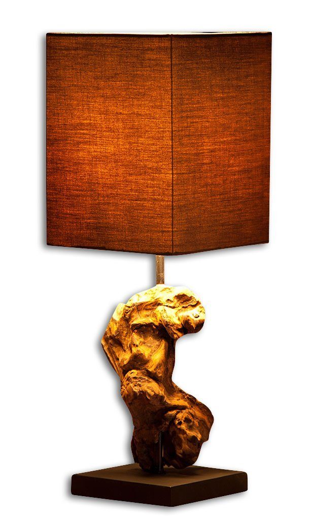 Tischlampe Treibholz braun Tischleuchte Holzlampe aus Nachttischlampe, Levandeo® Lampe Holz