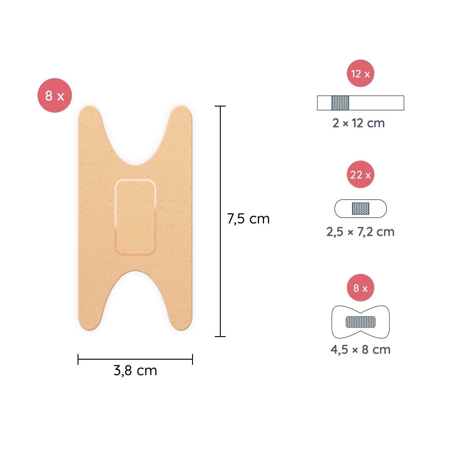 FLEXEO Wundpflaster Pflaster Mix (50 St), Pflastersortiment wasserfest beige, 50 Stk