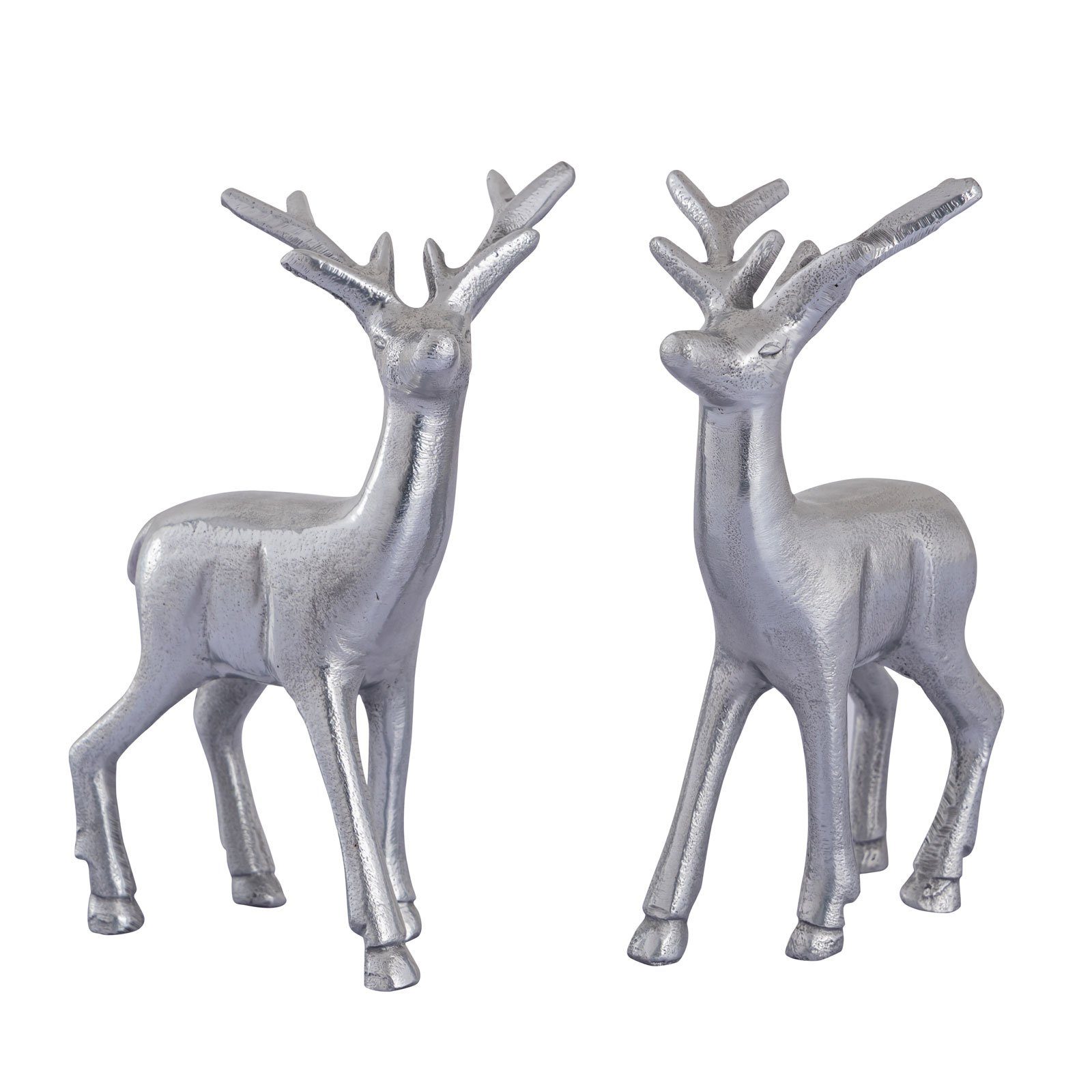 Casamia Dekoobjekt Deko Figur 2er Metall silber Tischdekoration Hirsch Weihnachtsd Tierfigur Set