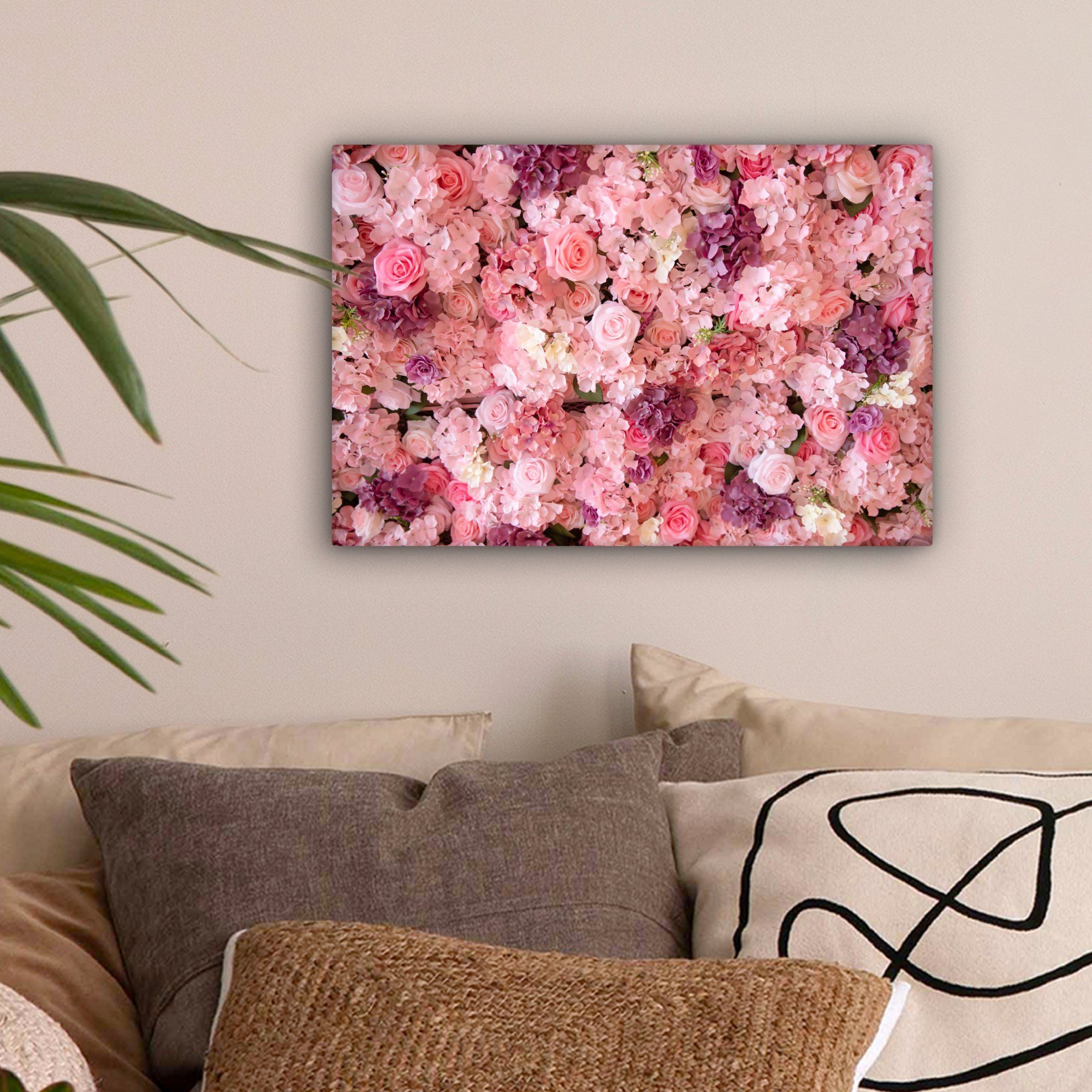 OneMillionCanvasses® Leinwandbild Blumen - Rosa - Rosen, Fotodruck (1 St), günstig online kaufen