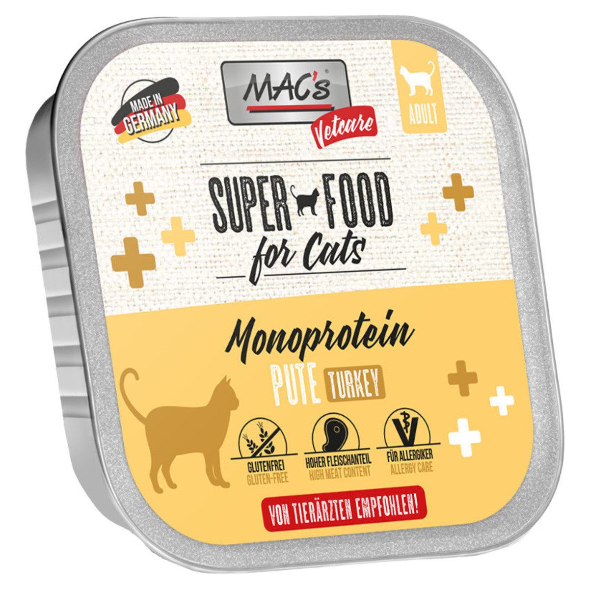 MAC'S Vetcare Mono Pute 100 g - 16 Stück, Nassfutter für: Katze