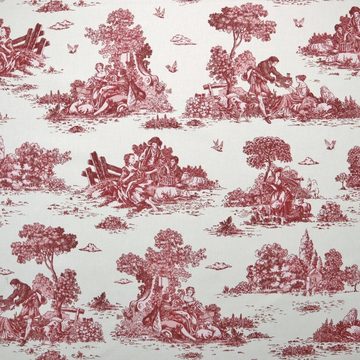 Stofferia Stoff Dekostoff Halbpanama Toile de Jouy Shepherd Rot, Breite 140 cm, Meterware