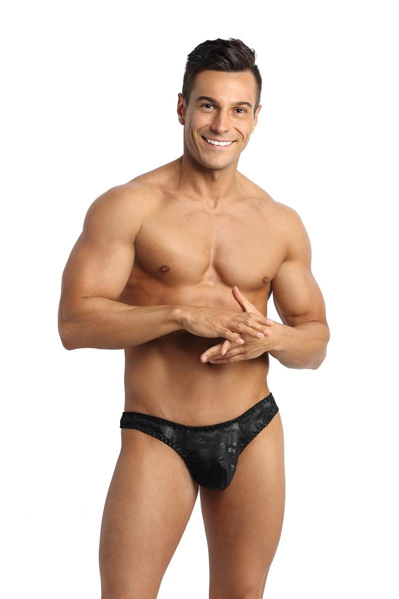Anais for Men String Herren String in schwarz aus blickdichtem Stoff mit camouflage Print M