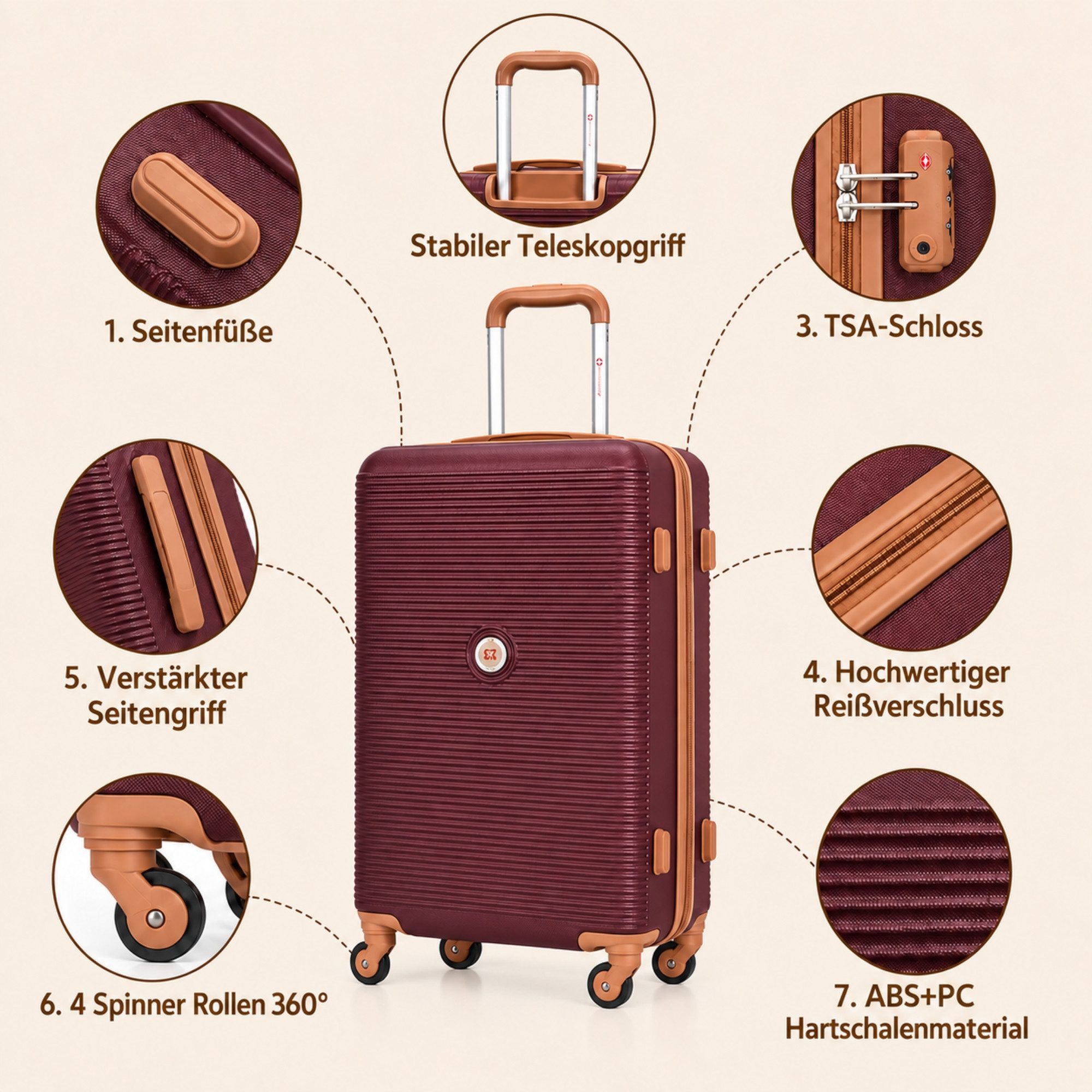 Travelhouse Trolleyset Bari, 4 Rollen, (Spar-Set, 6 tlg., Hartschalen Trolley-Set 6-teilig) – Bild 3 von 5