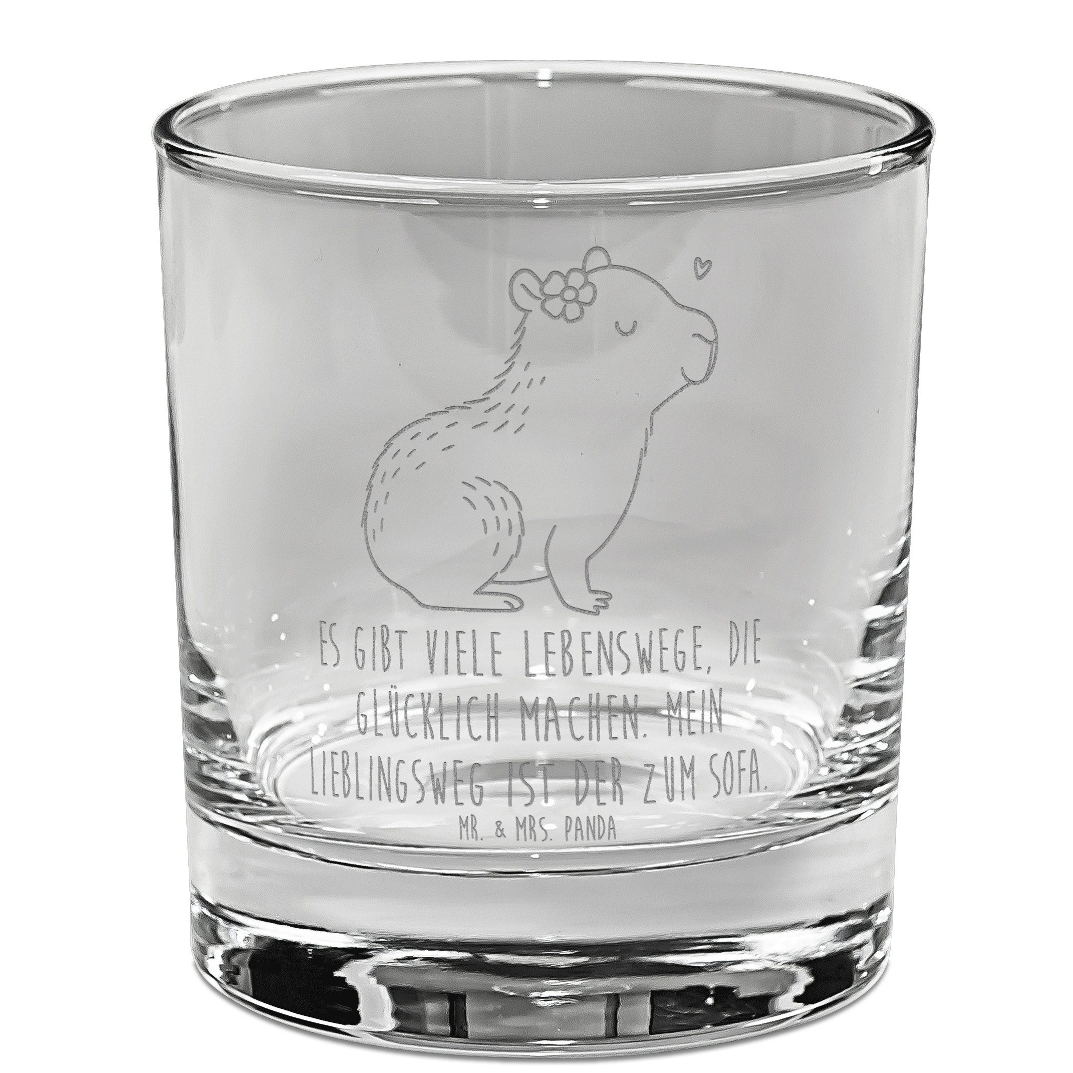 Mr. & Mrs. Panda Whiskyglas Capybara Blume, Whiskeyglas, Transparent, Bourbon Glas, Whiskyglas, T, Premium Glas, Whiskeyglas Whiskey Tumbler Whisky Tumbler