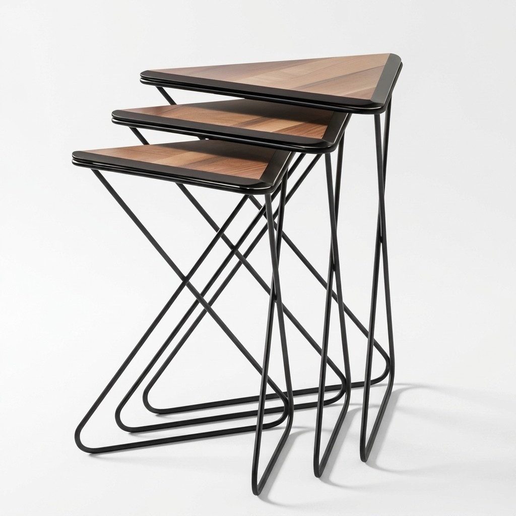 JVmoebel Beistelltisch Dreieckiger Beistelltisch aus Holz – modernes, platzsparendes Design (3-St., Maße Beistelltisch 1, Maße Beistelltisch 2, Maße Beistelltisch 3), Made in Europe