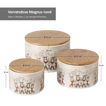 MamboCat Vorratsglas B. 3tlg Set Gebäckdose Magnus 6 Rentiere - 2023424, Steingut